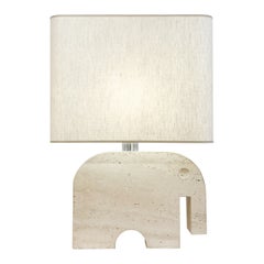 Lampe de bureau éléphant en travertin du milieu du siècle dernier de Fratelli Mannelli pour Signa
