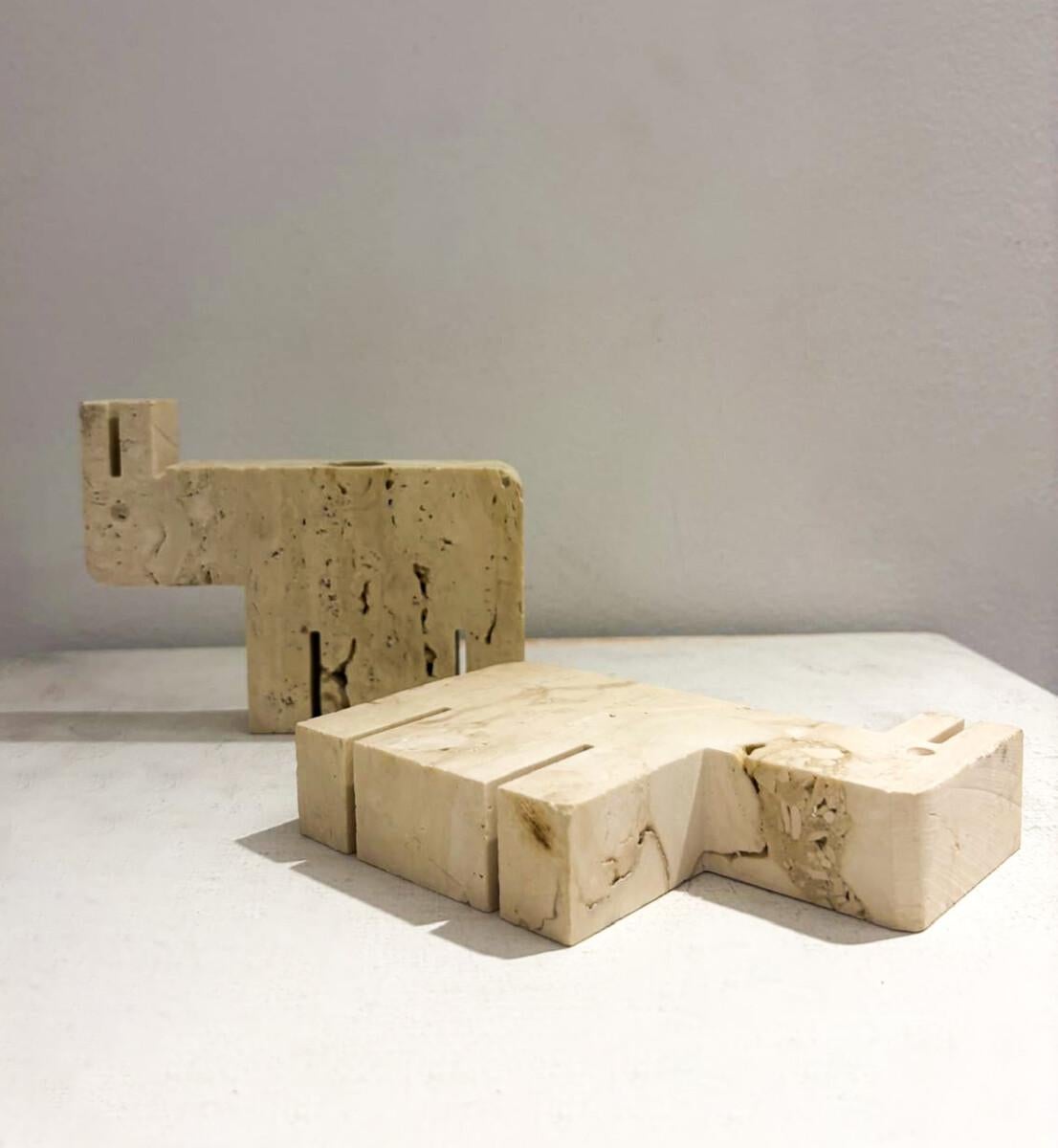 Mid-Century Modern Mid-Century Travertine Figures by Fratelli Mannelli, 1970s For Sale
