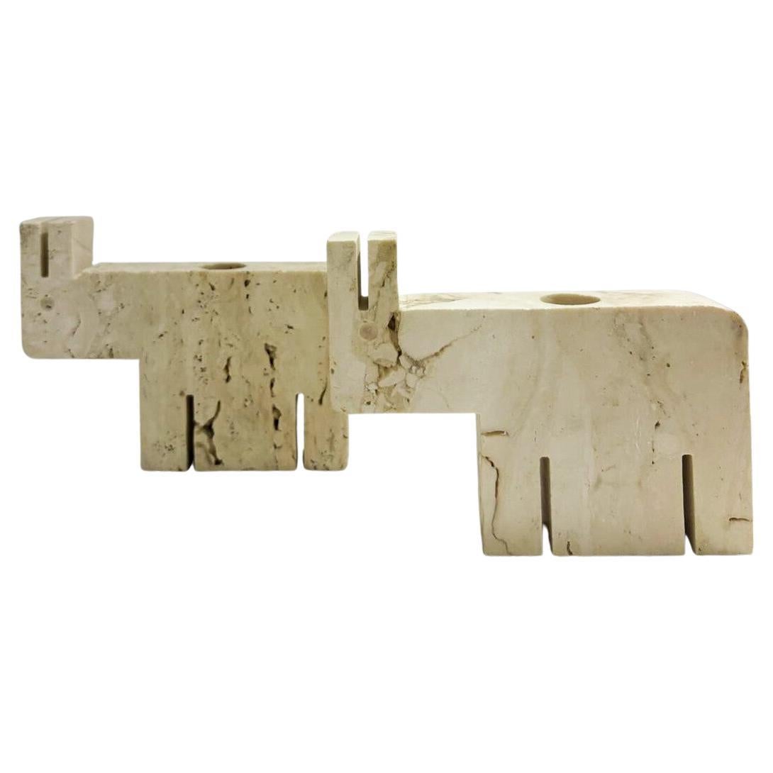 Mid-Century Travertine Figures by Fratelli Mannelli, 1970s For Sale