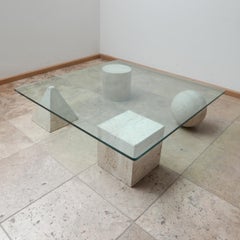 Mid-Century Travertine Geometric Coffee Table