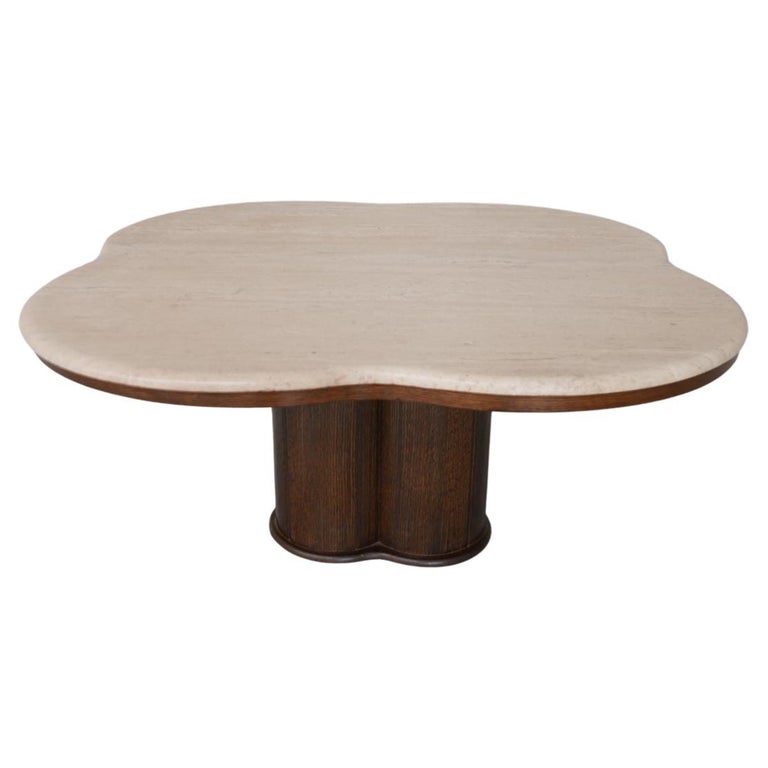 MidCentury Travertine Large Clover Coffee Table at 1stDibs