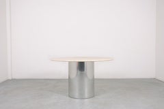 Mid-Century Modern Travertine Top Dining Table