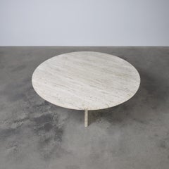 Mid Century Travertine Round Coffee Table