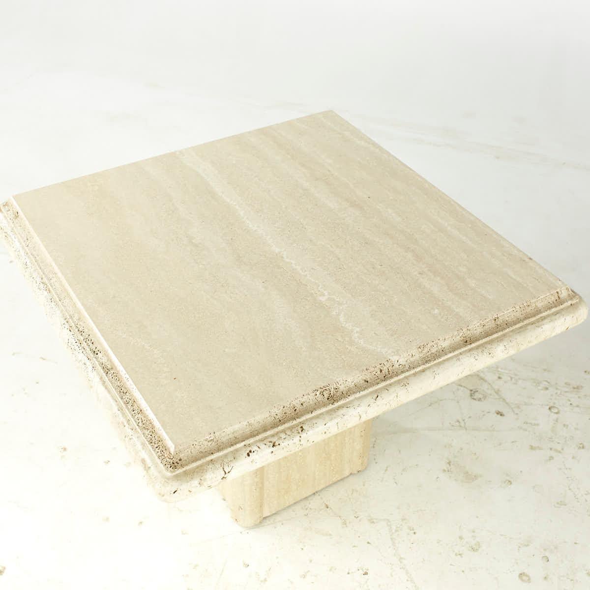 Mid Century Travertine Side Tables – Pair For Sale 1
