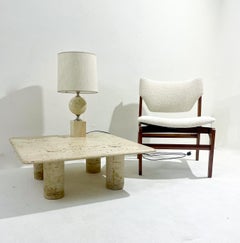 Mid-Century Travertine Square Coffee Table by Angelo Mangiarotti, Italy, 1970s