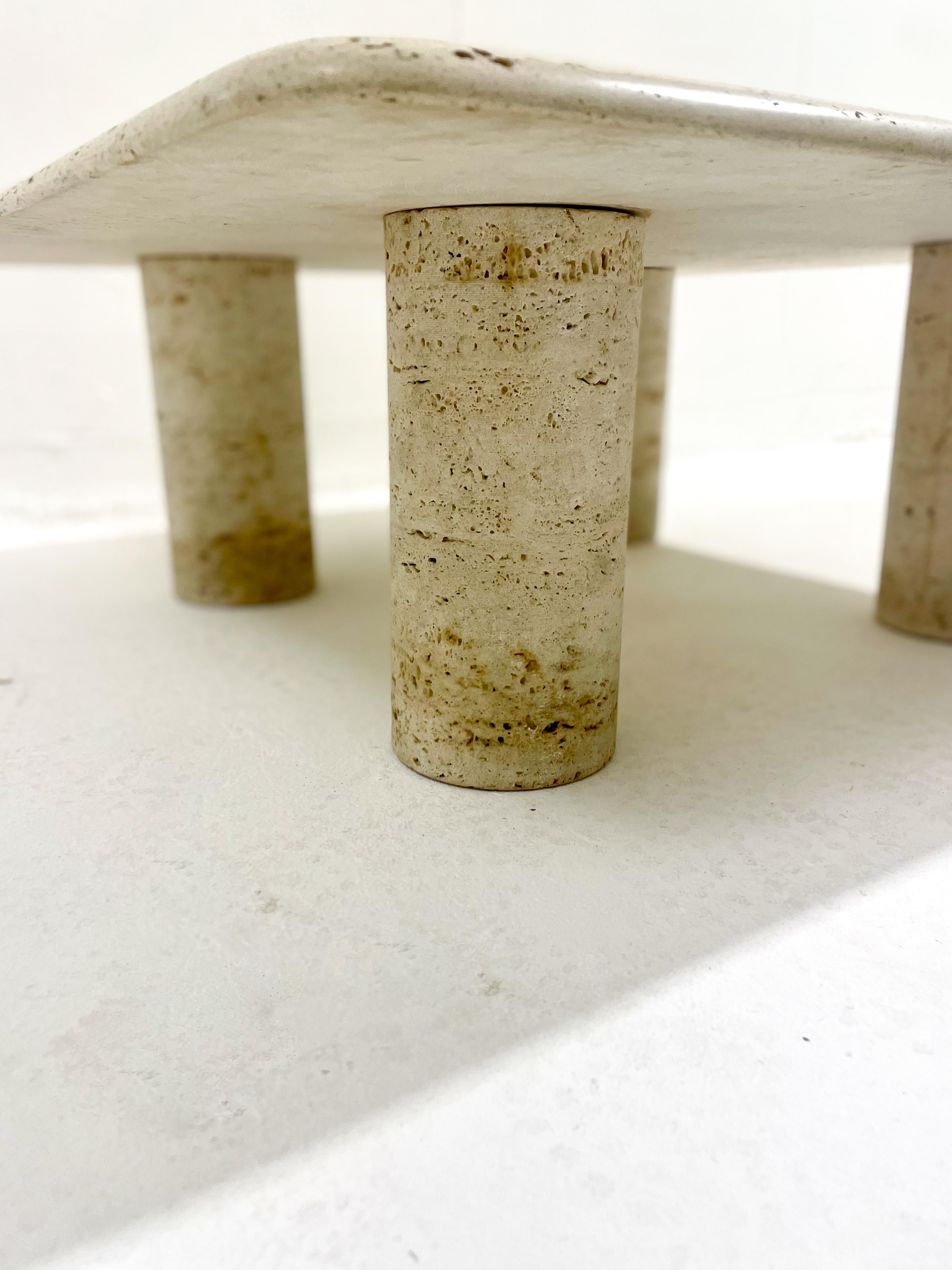 Mid-Century Modern Mid-Century Travertine Square Coffee Table by Angelo Mangiarotti, Italy, 1970s For Sale
