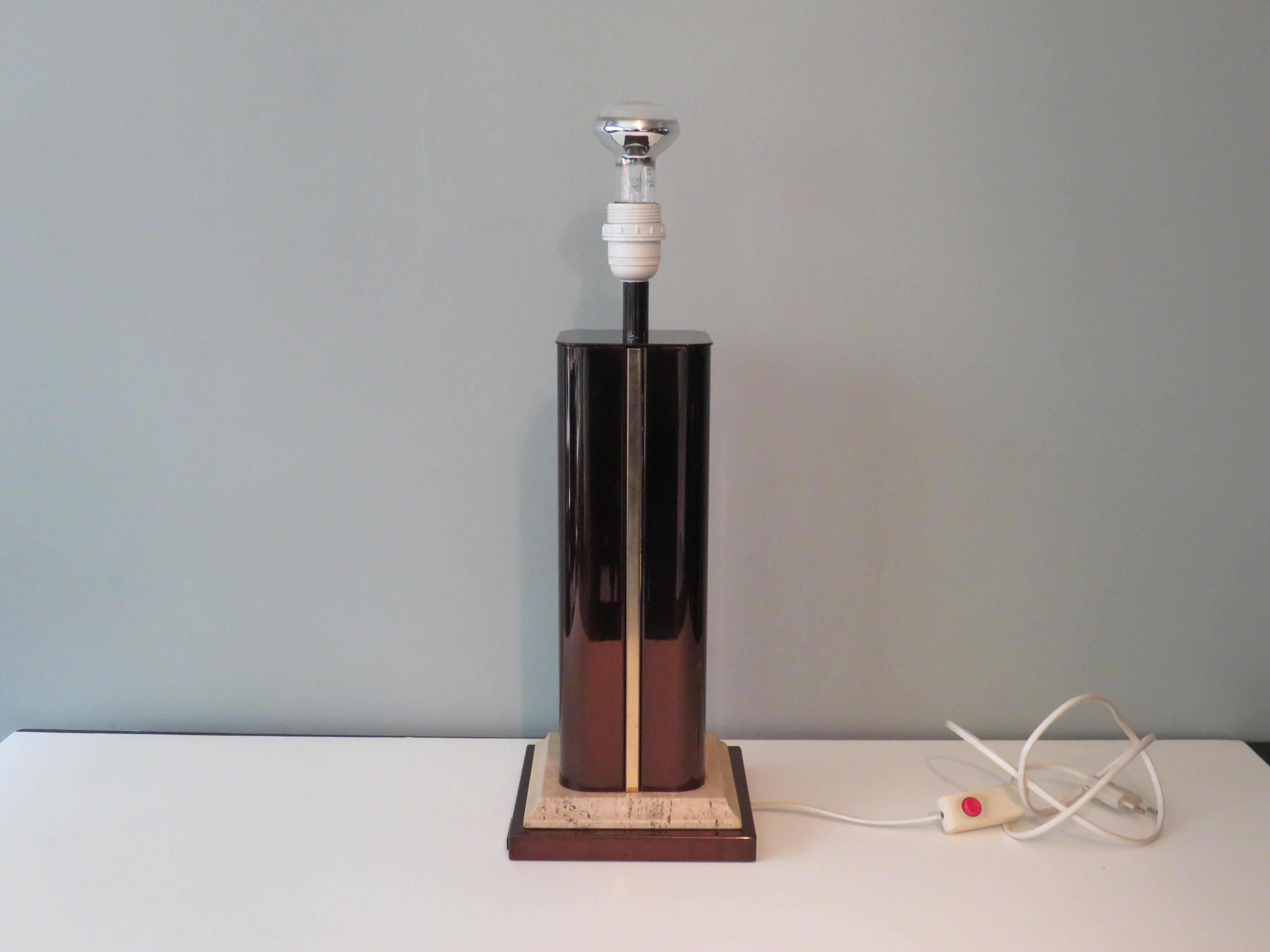 Mid Century Travertine Table Lamp by Fedam in Hollywood Regency Style In Good Condition For Sale In Herentals, BE