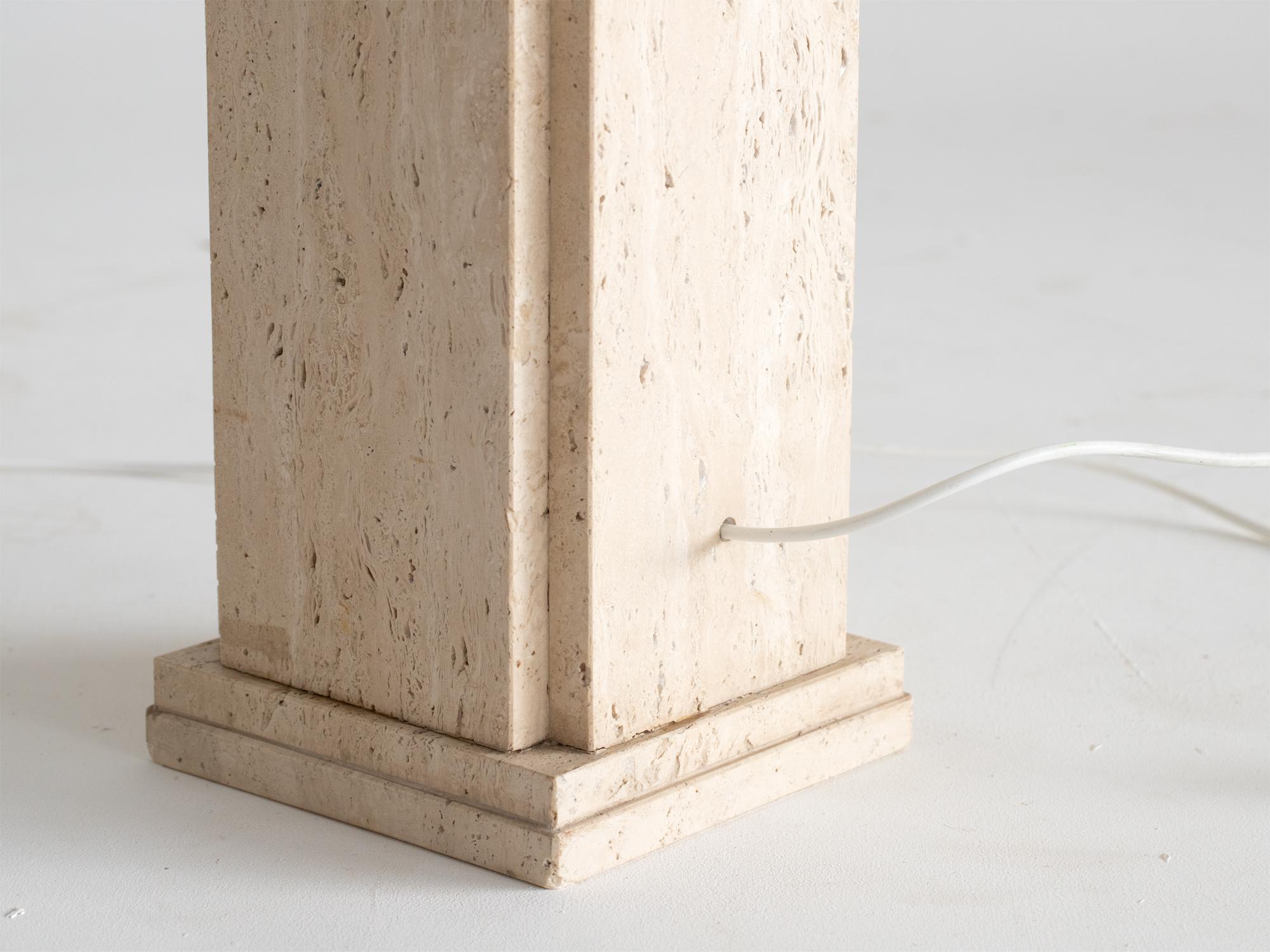 Late 20th Century Mid Century Travertine Table Lamp For Sale