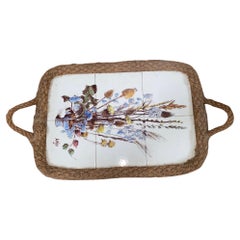 Mid-Century Tray With Tiles Adrien Audoux & Frida Minet