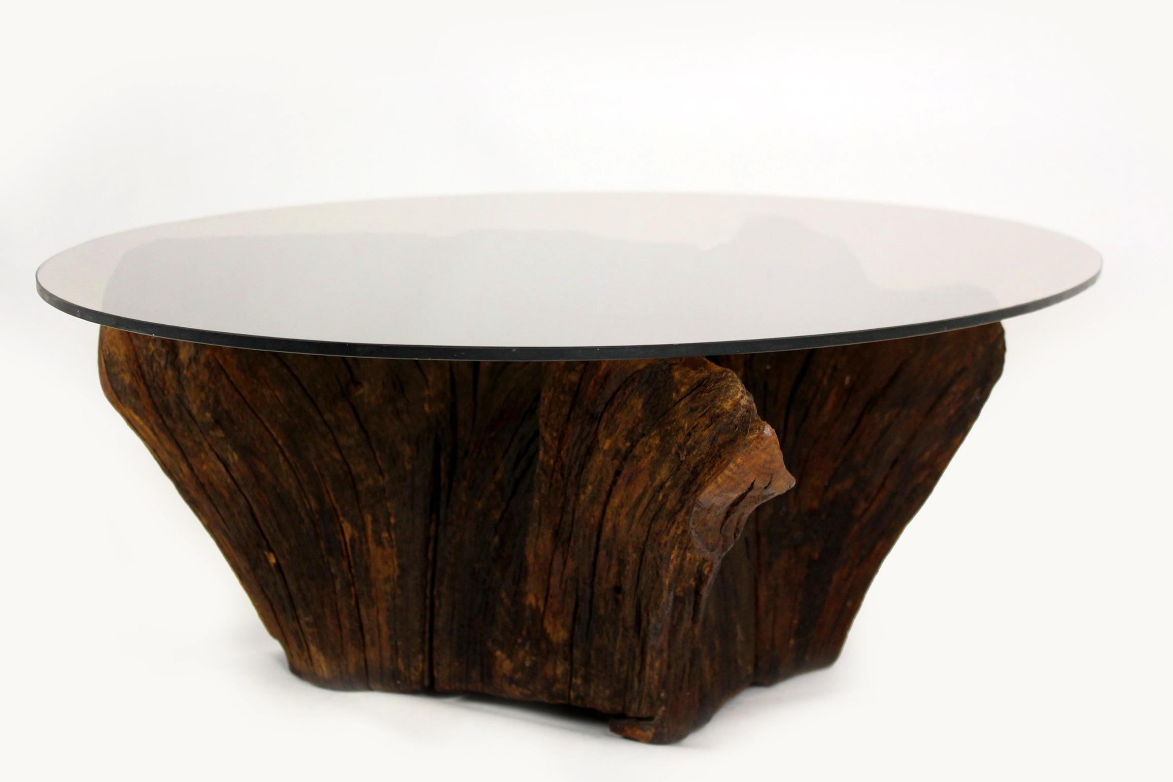 Mid Century Tree Root Coffee Table with Glass Top For Sale 7