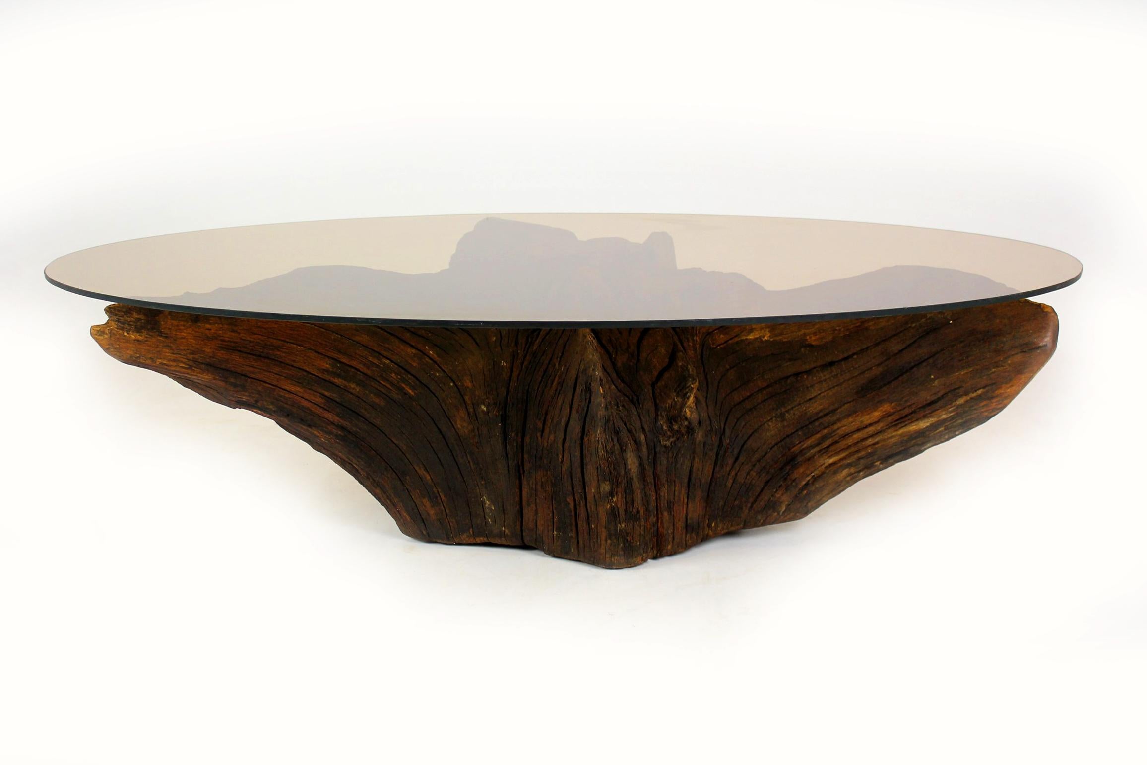 Mid Century Tree Root Coffee Table with Glass Top For Sale 2