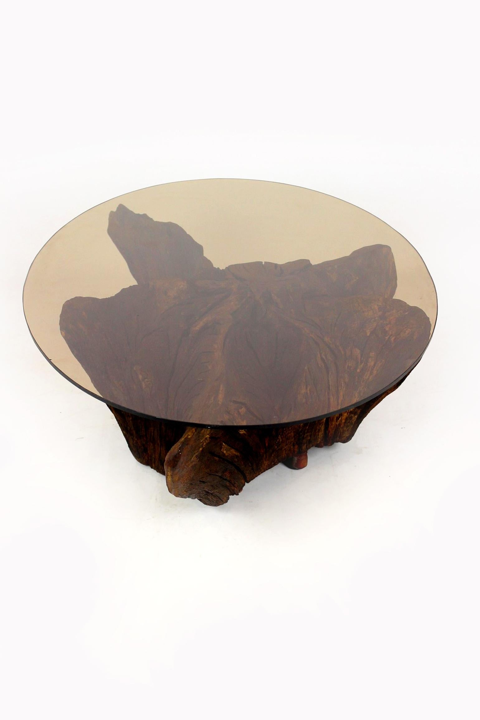 Mid Century Tree Root Coffee Table with Glass Top For Sale 3