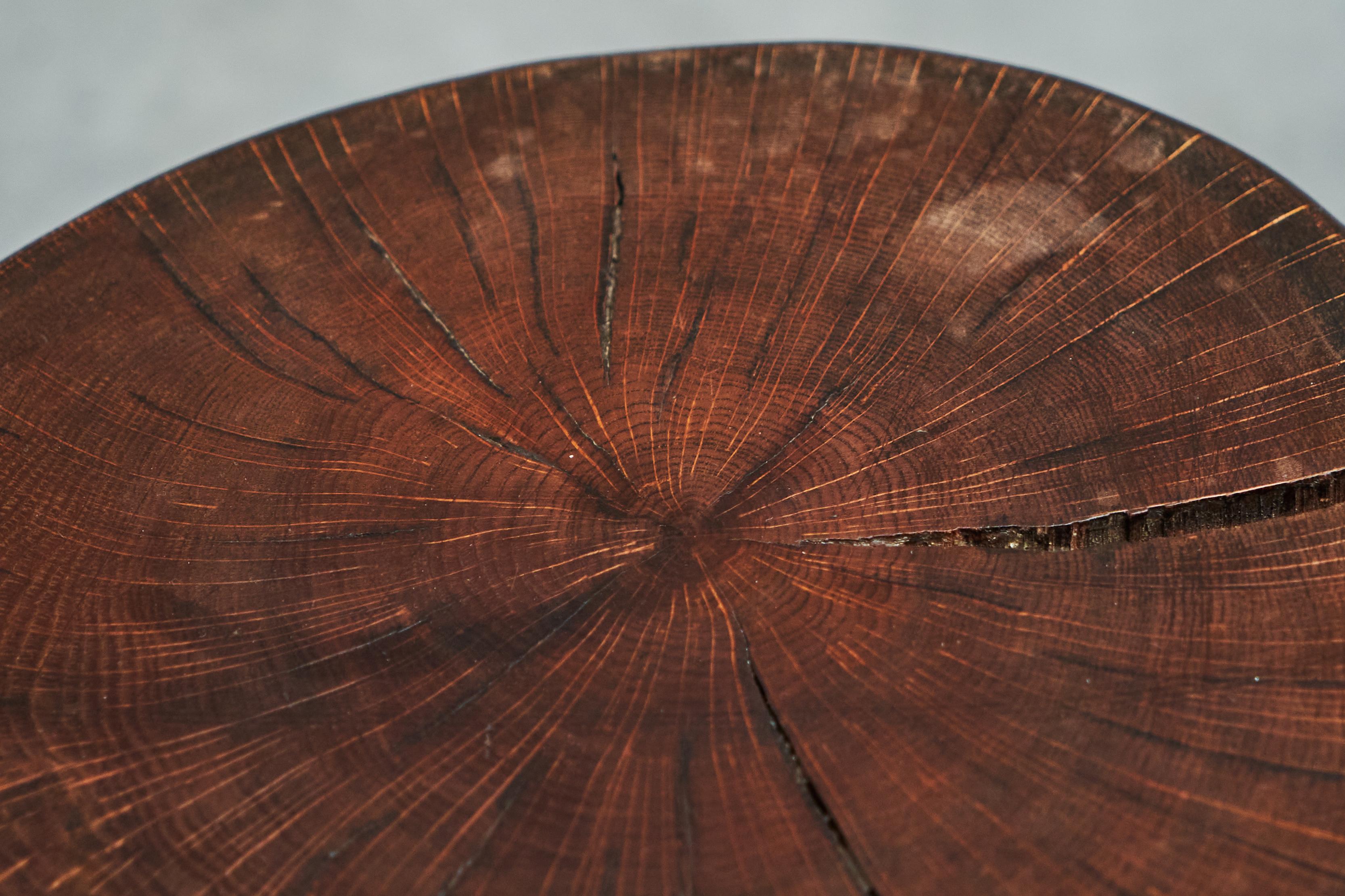 Tabouret ou table d'appoint en bois massif et fer forgé du milieu du siècle 1950 en vente 1