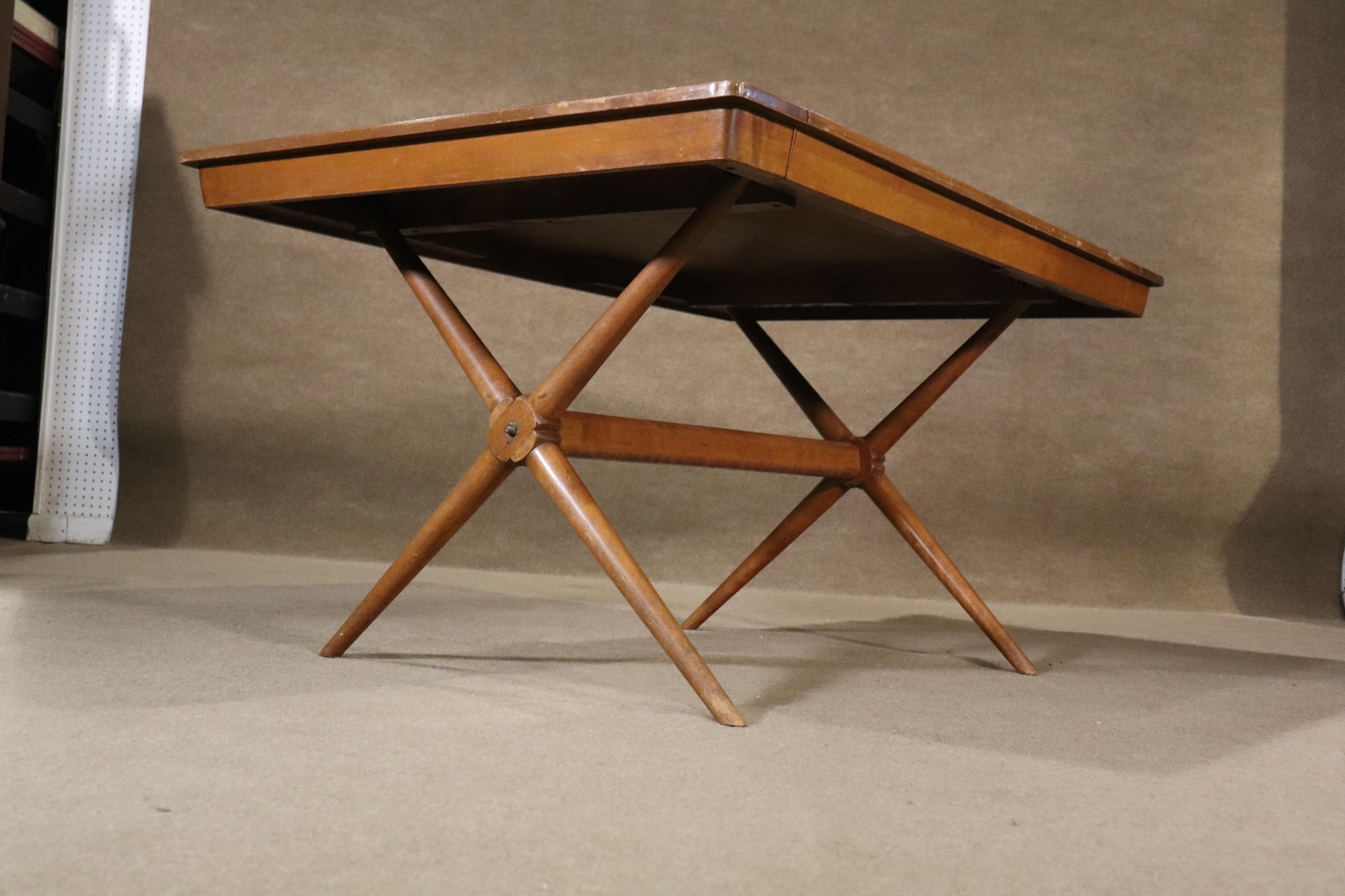 Mesa de comedor con base de caballete de mediados de siglo en Bueno estado para la venta en Brooklyn, NY