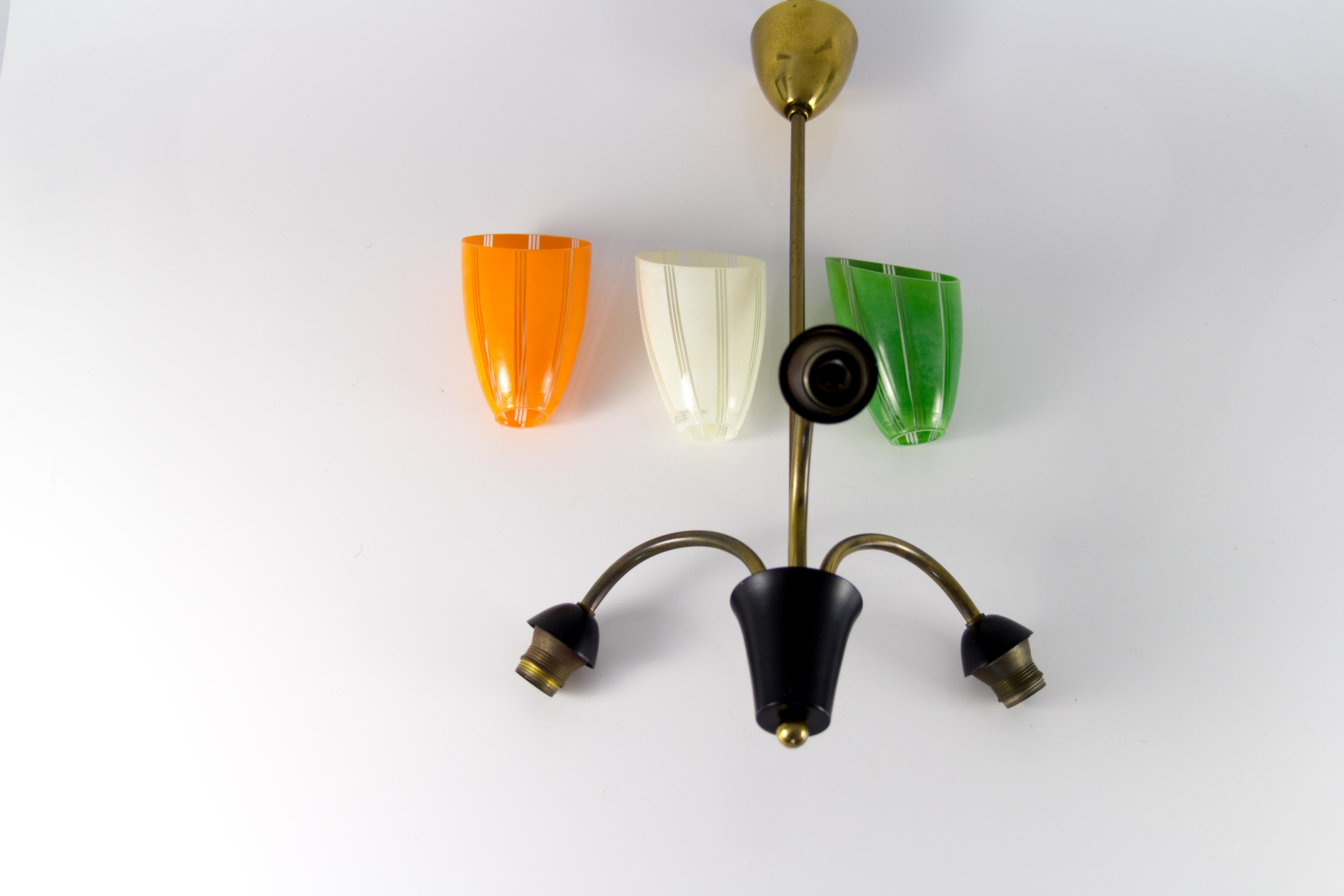 Mid-Century Tri-Color Chandelier Pendant Light For Sale 3