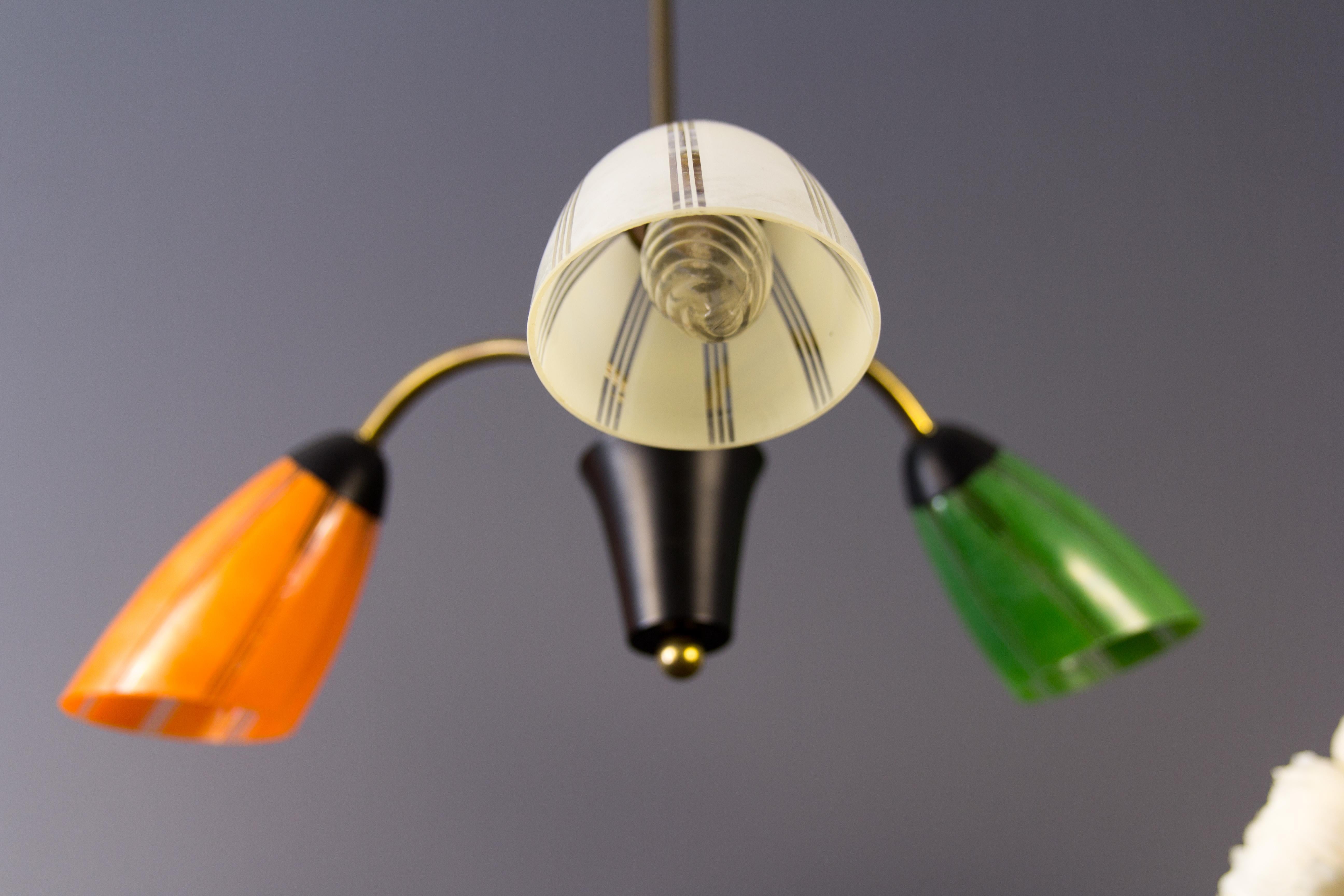 Mid-Century Tri-Color Chandelier Pendant Light For Sale 11