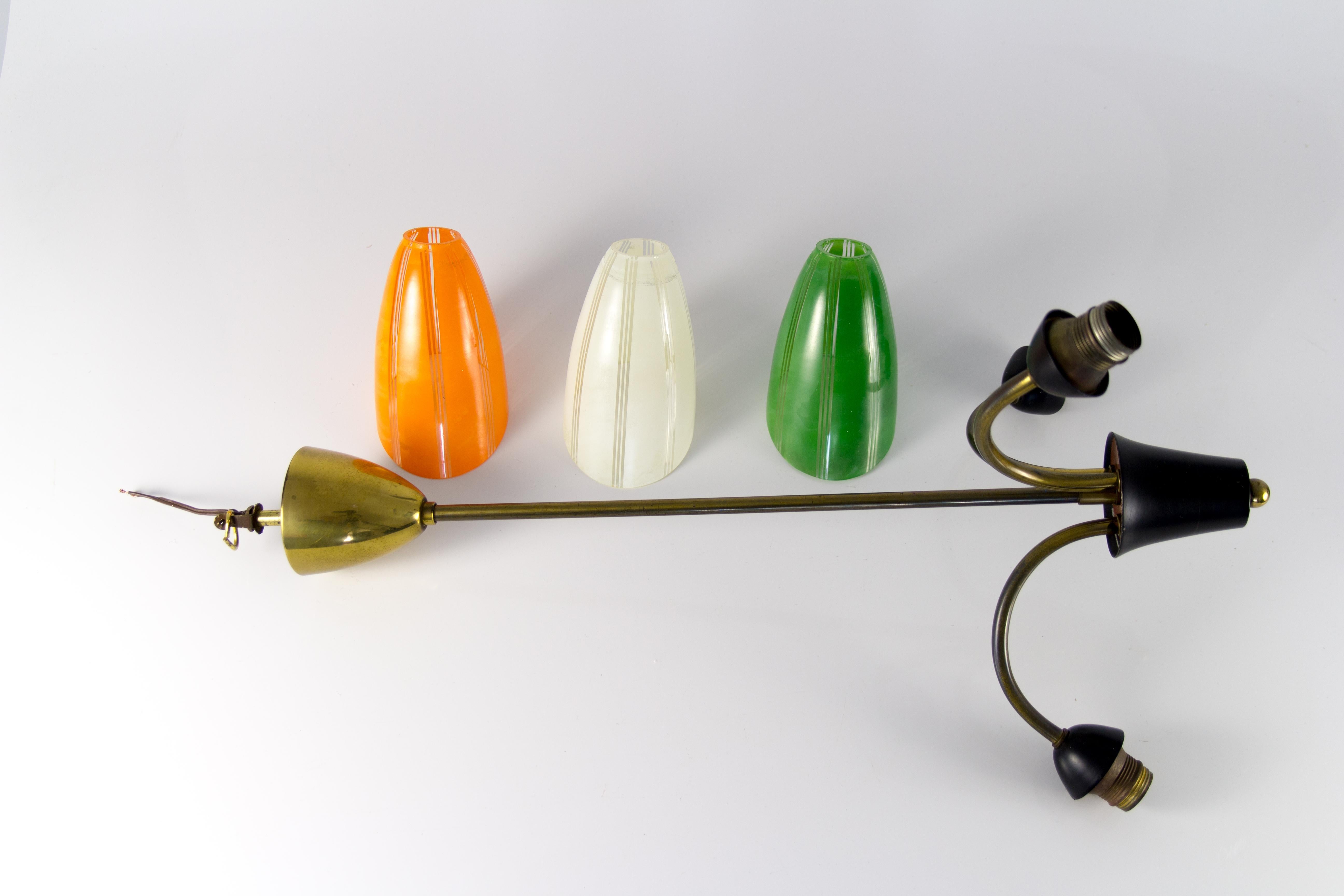 Mid-Century Tri-Color Chandelier Pendant Light For Sale 1