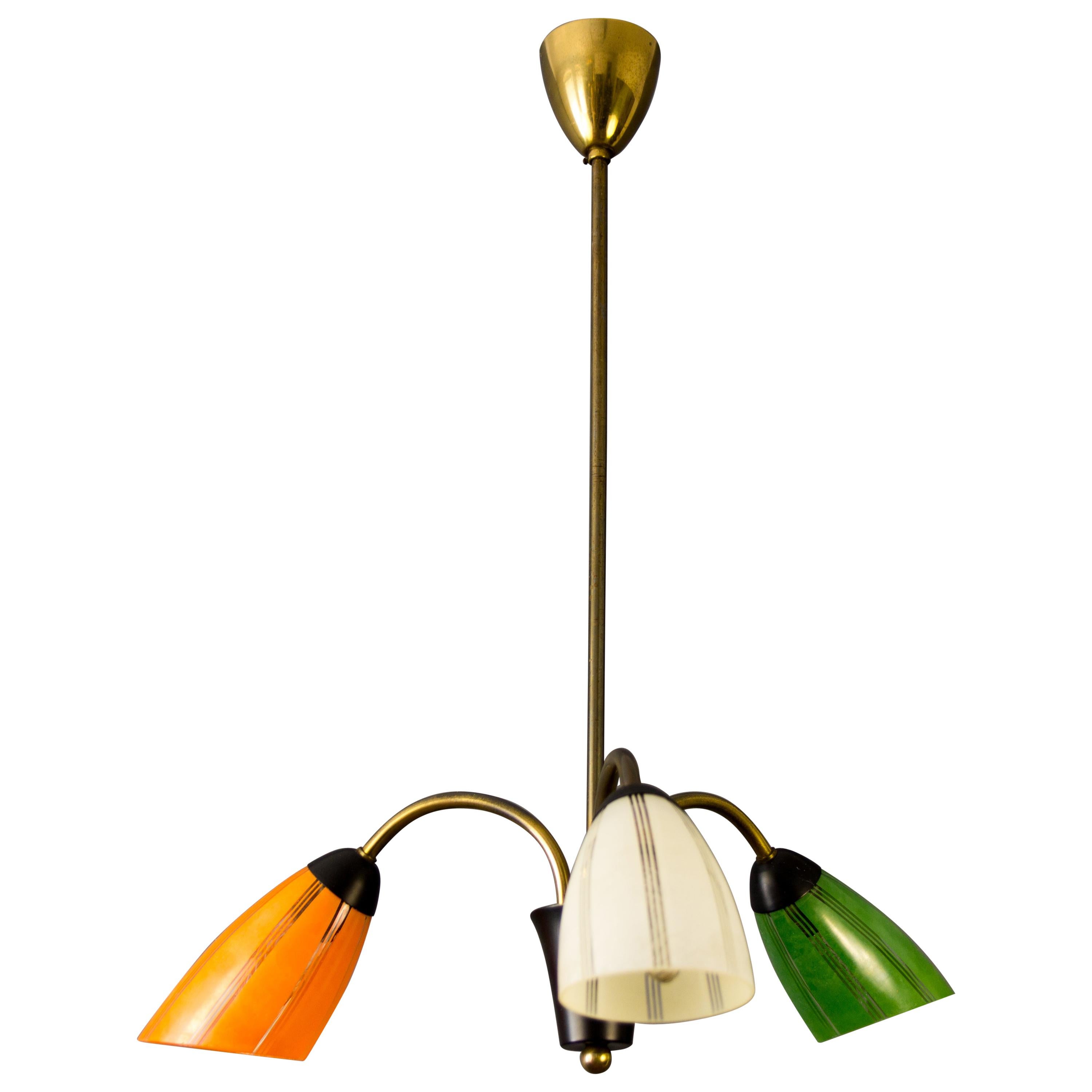 Mid-Century Tri-Color Chandelier Pendant Light