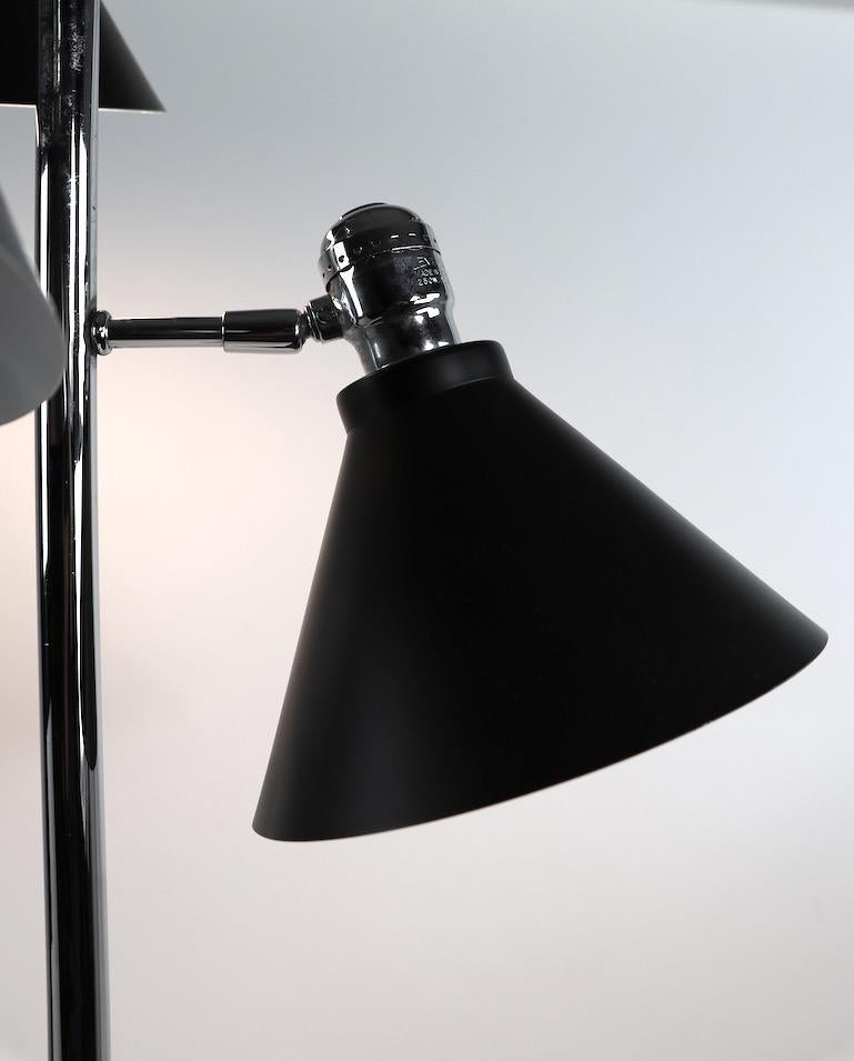 Mid  Century Tri Cone Black and Chrome Floor Lamp 2