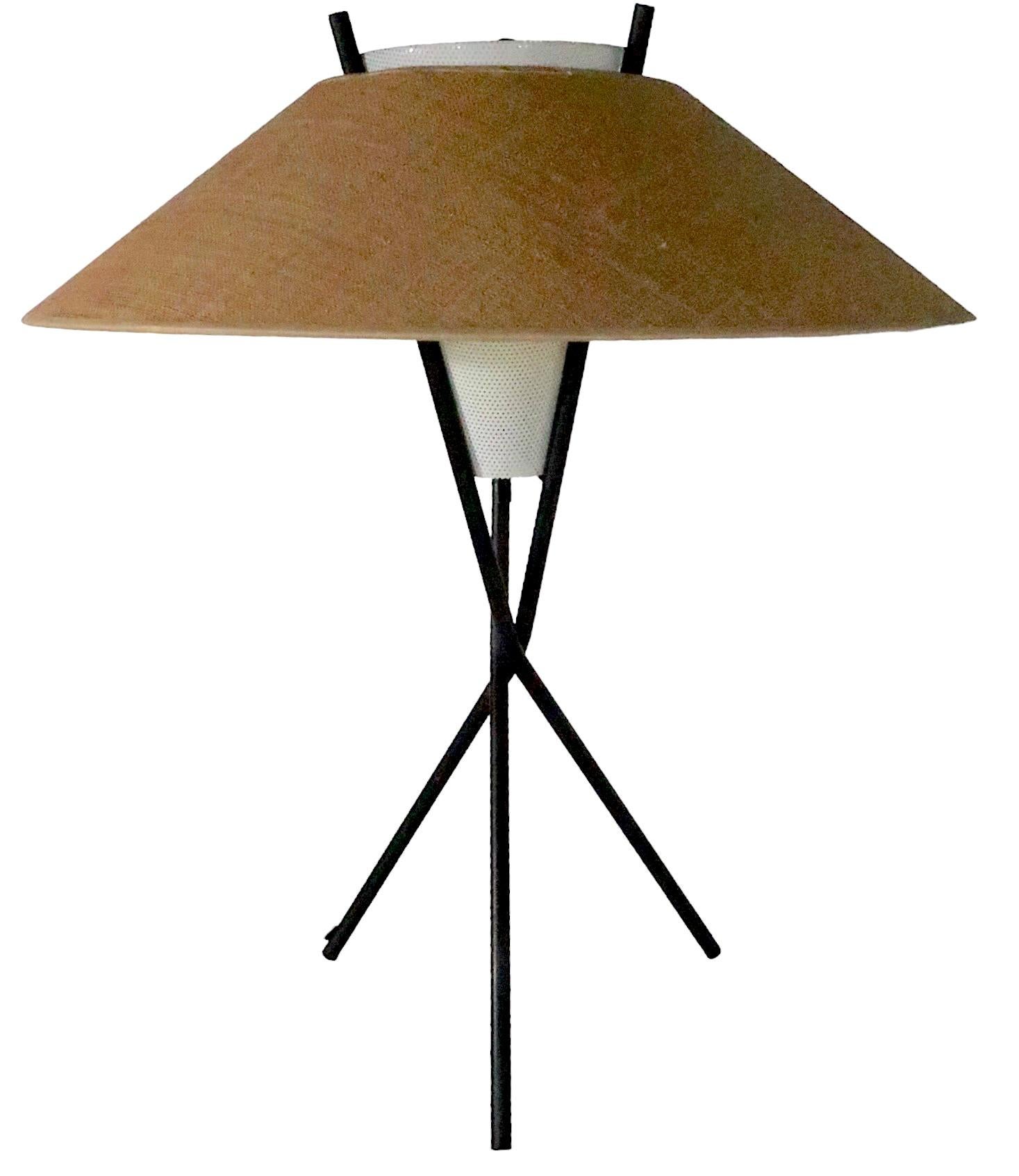 Midcentury Tri Pod Table Lamp by Gerald Thurston for Lightolier C 1950s For Sale 1