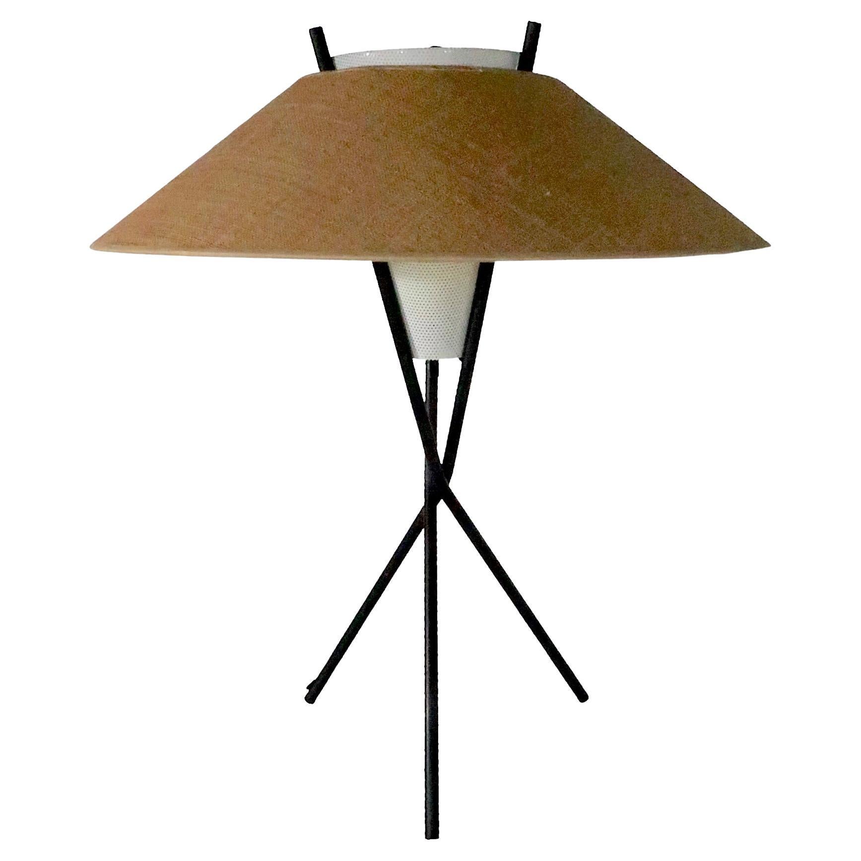 Midcentury Tri Pod Table Lamp by Gerald Thurston for Lightolier C 1950s For Sale