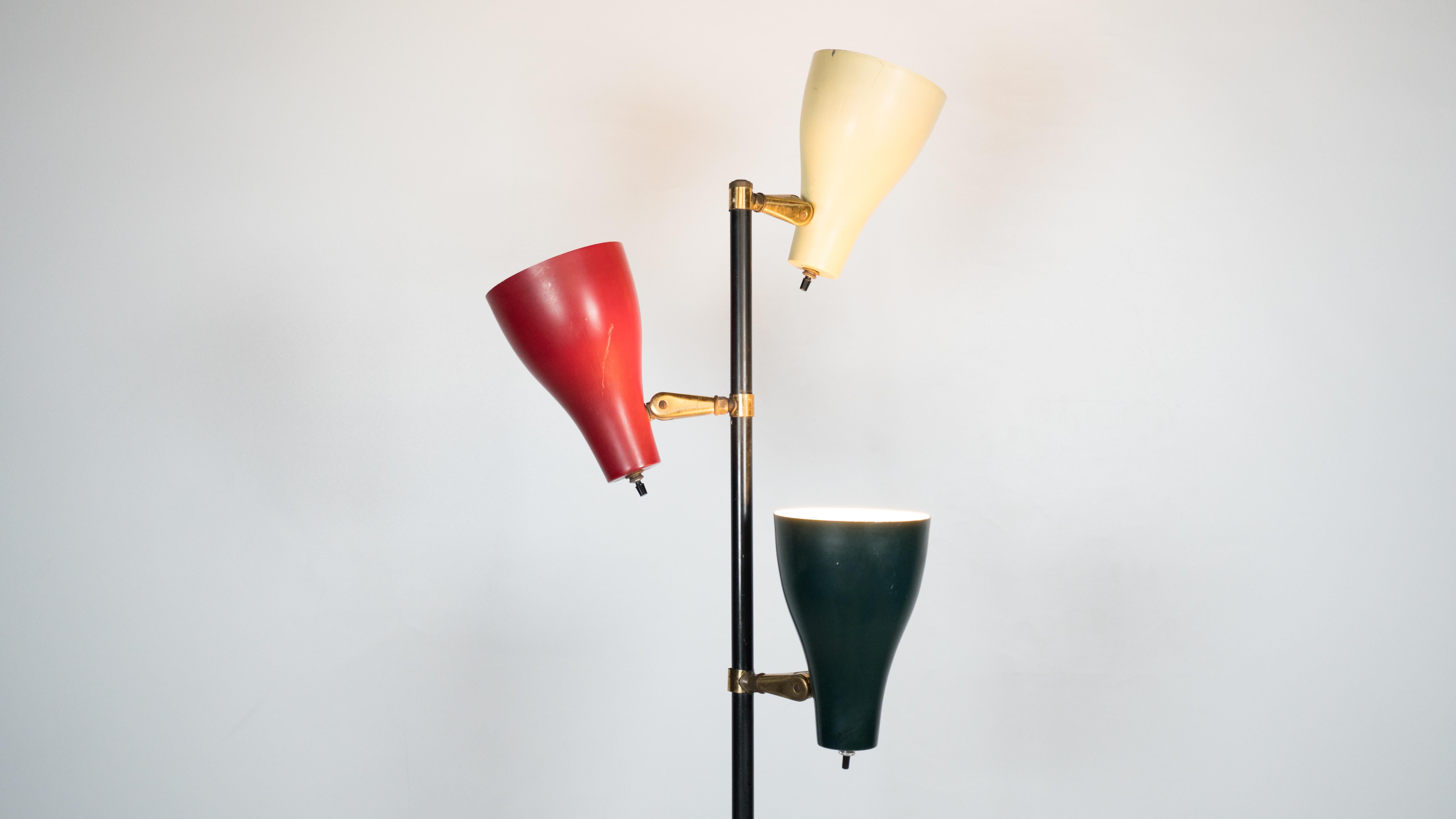 American Mid-Century Tri Shade Floor Lamp by Gerald Thurston For Sale