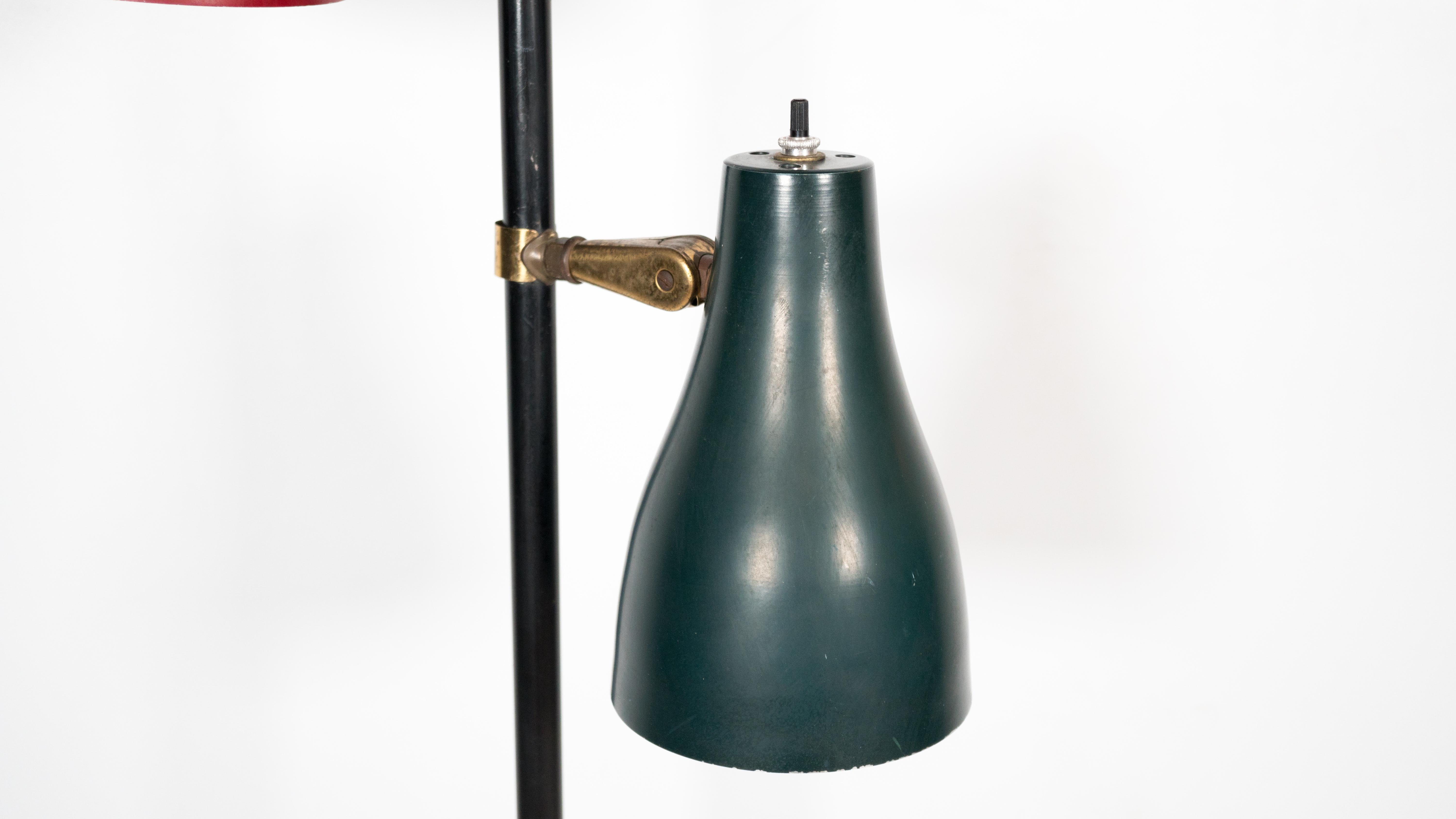Metal Mid-Century Tri Shade Floor Lamp by Gerald Thurston For Sale