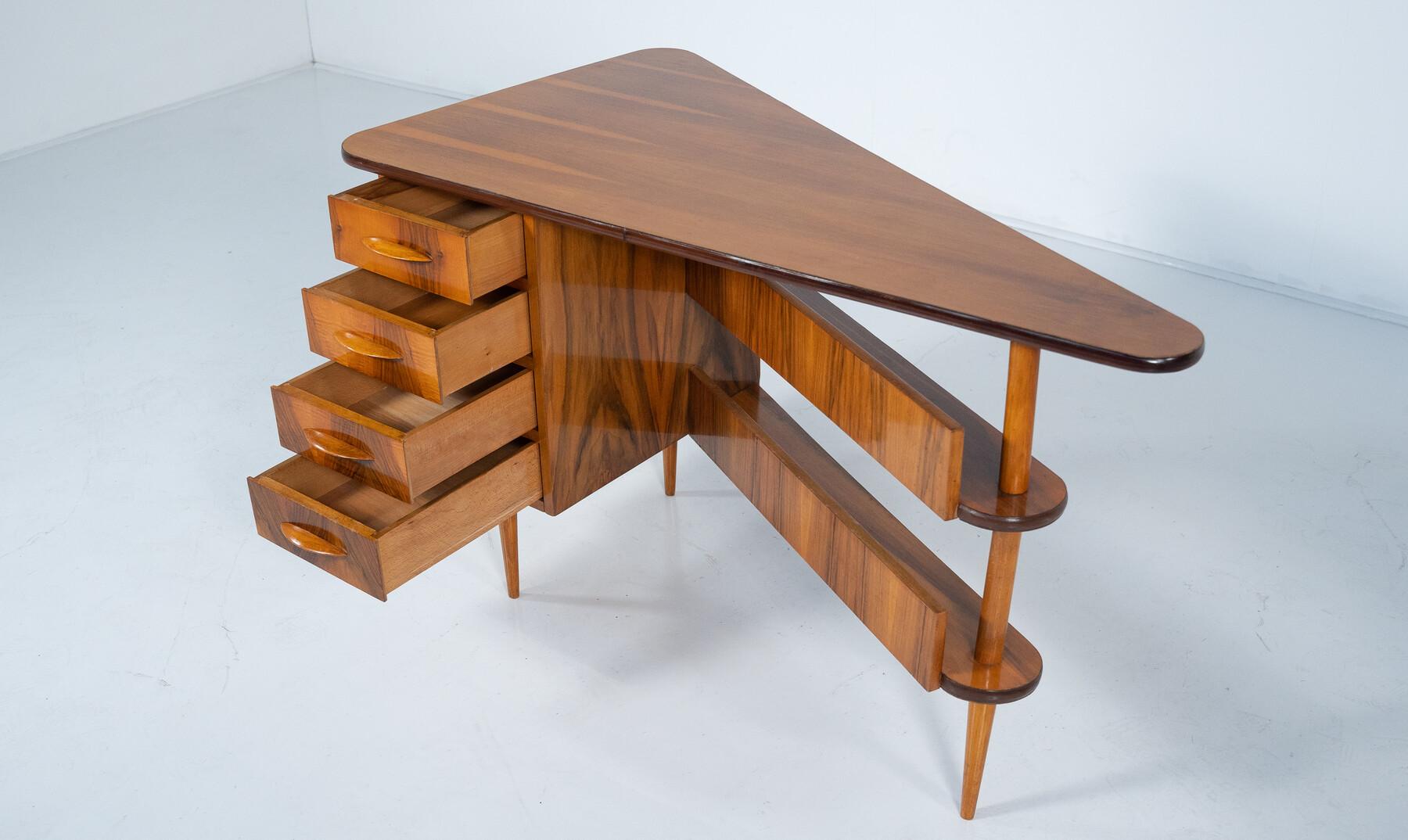 Mid-20th Century Mid-Century triangular Desk with Drawers, 1960 For Sale