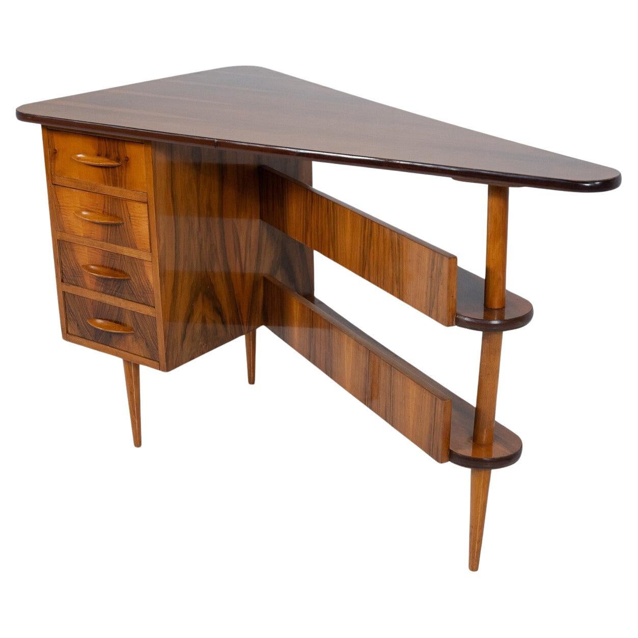 Mid-Century triangular Desk with Drawers, 1960 For Sale
