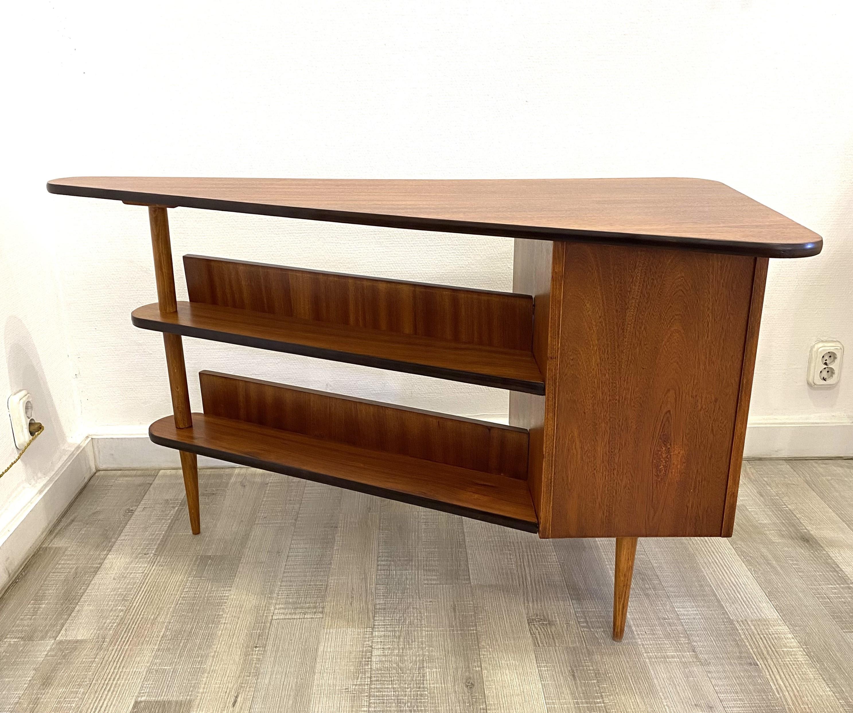 Mid-20th Century Mid-century triangular desk with drawers For Sale