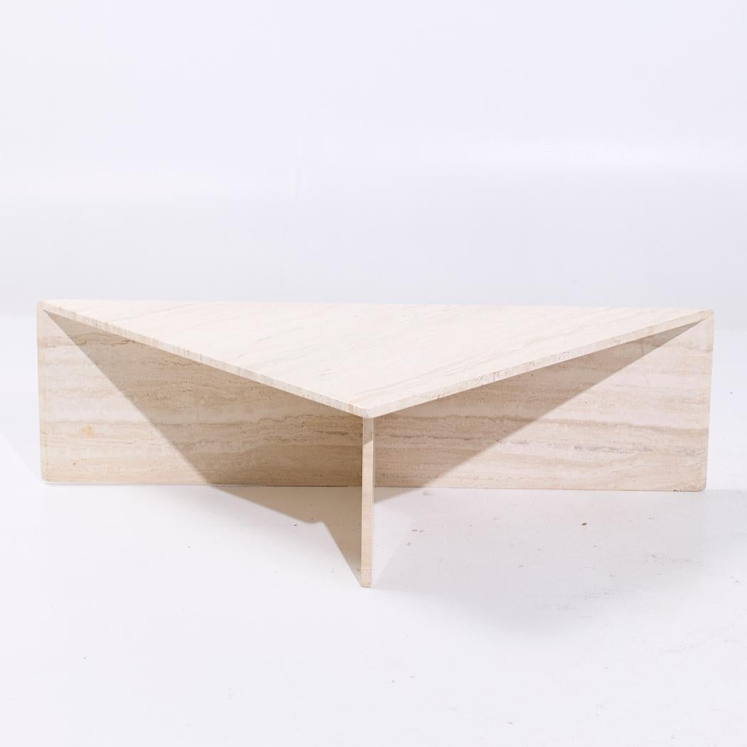 Late 20th Century Mid Century Triangular Marble Coffee Table For Sale
