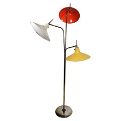 Mid Century Triennial Style floor Lamp with Colored Shades by Laurel after Ponti