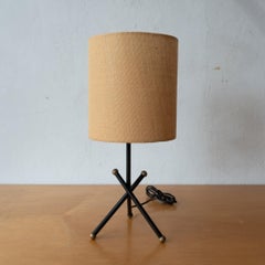 Mid Century Tripd Eisen und Messing Tischlampe