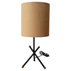 Mid Century Tripd Iron and Brass Table Lamp