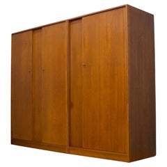 Mid-Century Triple Door Wardrobe in Teak and Veneer, 1960s