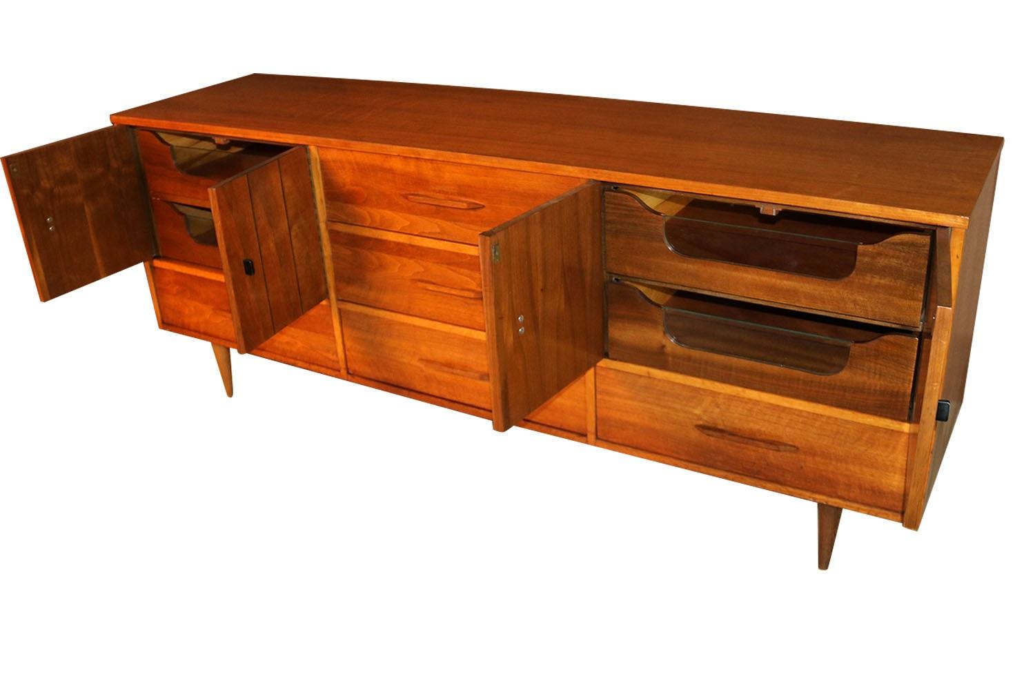 Mid-Century Modern Midcentury Triple Dresser Credenza