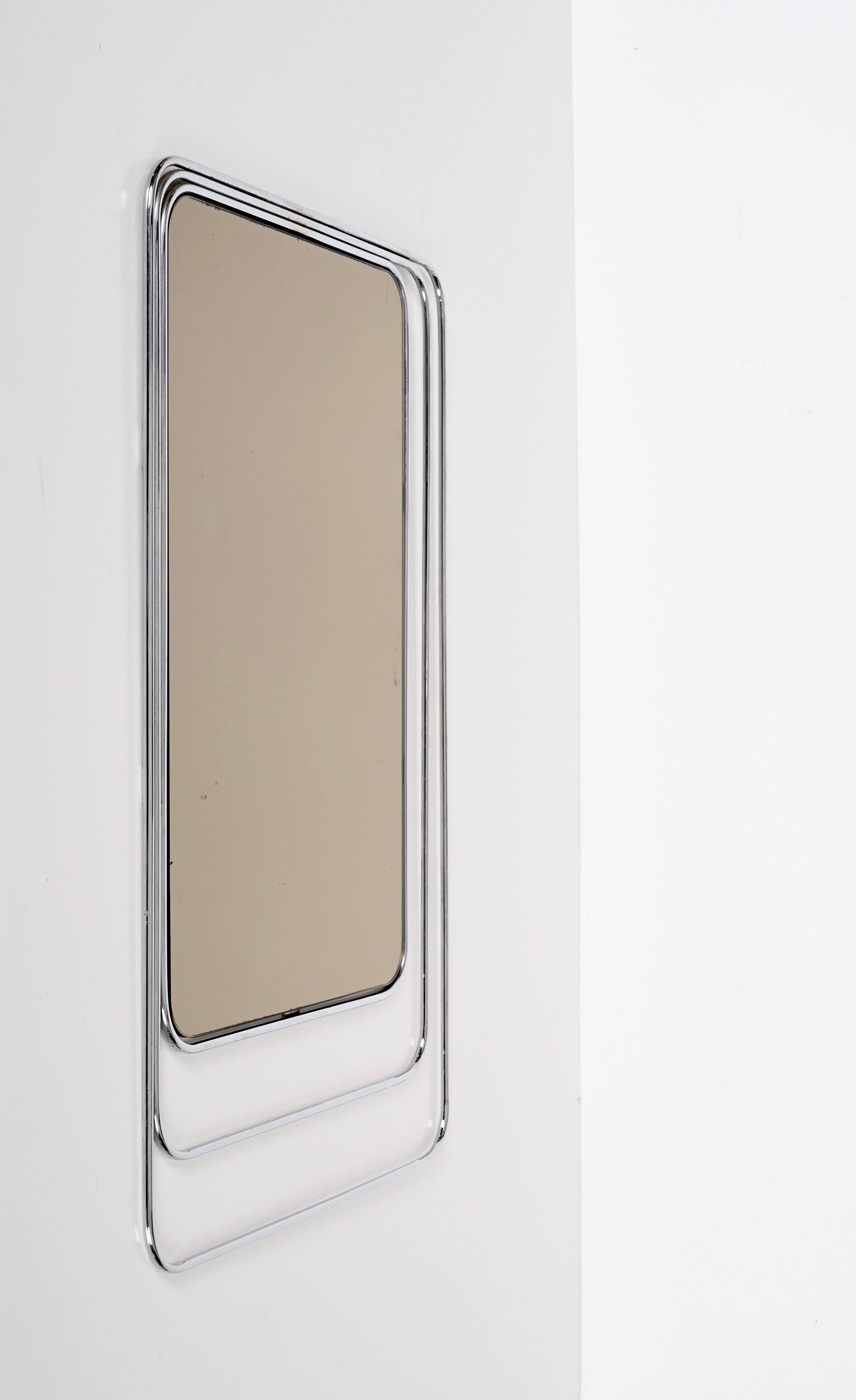 Midcentury Triple Frame Chrome and Bronzed Mirror, Verner Panton, Italy, 1980s For Sale 6