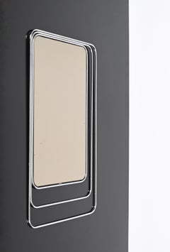 Midcentury Triple Frame Chrome and Bronzed Mirror, Verner Panton, Italy, 1980s