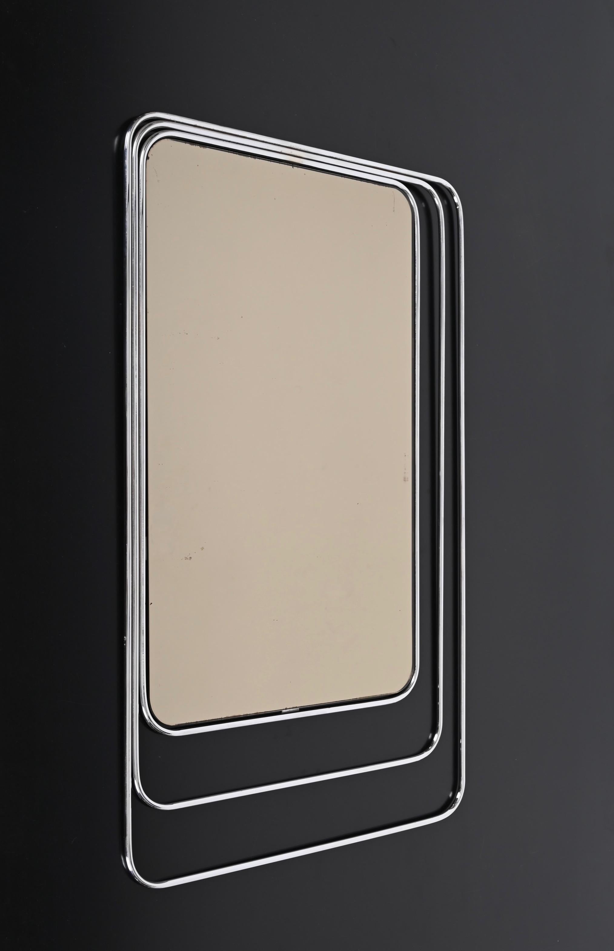 Dreifach verchromter und bronzierter Spiegel aus der Mitte des Jahrhunderts, Verner Panton, Italien, 1980er Jahre (Moderne der Mitte des Jahrhunderts) im Angebot