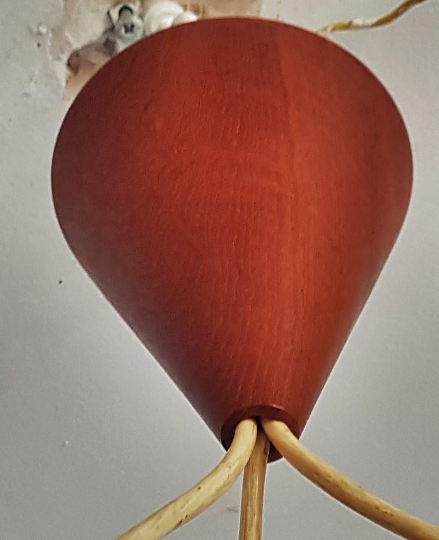 Lampe à triple abat-jour en teck du milieu du siècle dernier de Ib Fabiansen pour Fog & Mrup, années 1960, Danemark en vente 7