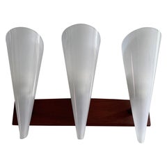Mid-century Triplet Cone-shaped Plexiglass Sconce with Teak Base, 1960s, Germany