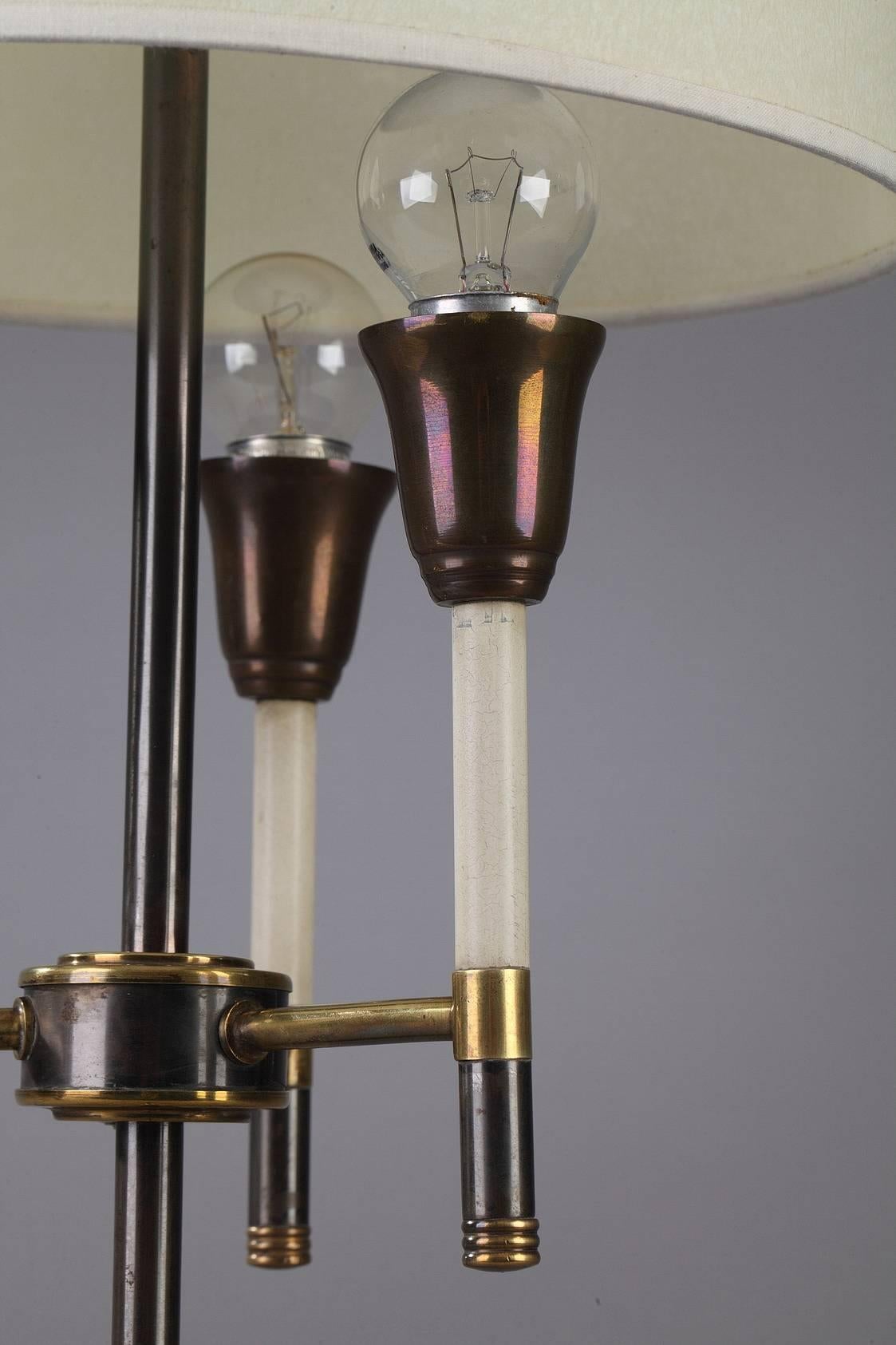 Mid-Century Modern Mid-Century Tripod Black and Gilded Metal Table Lamp