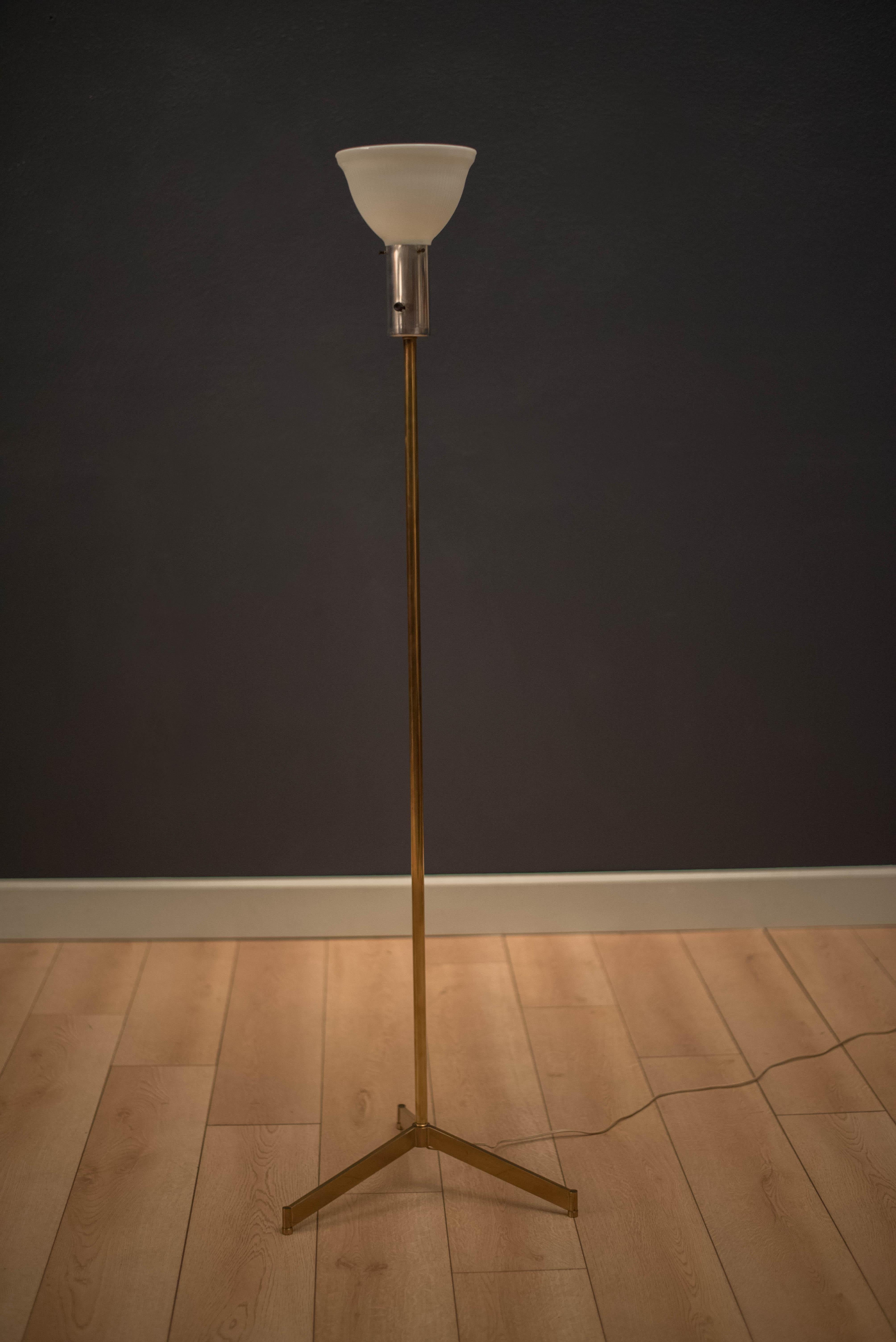 Mid Century Tripod Brass Floor Lamp 3