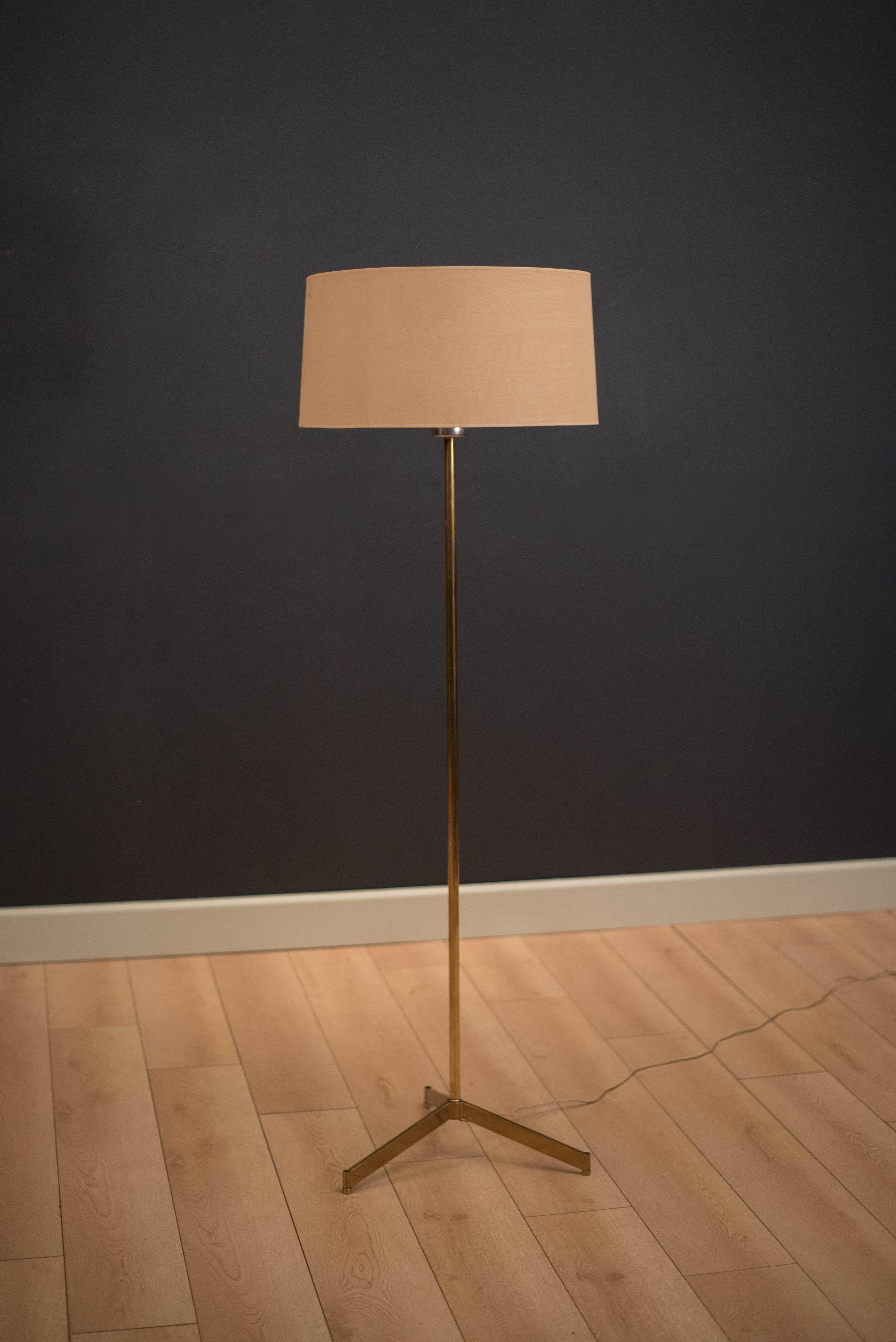 Mid-Century Modern Mid Century Tripod Brass Floor Lamp