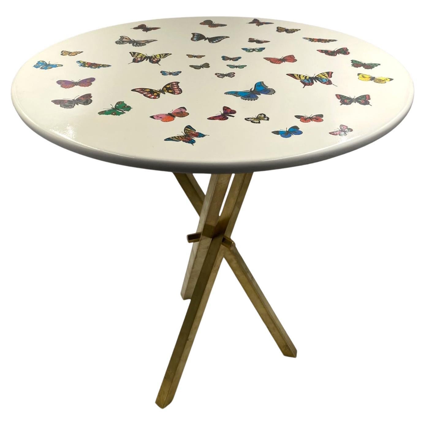 Mid-Century tripod coffee table "Butterflies," Piero Fornasetti Italy 1960s