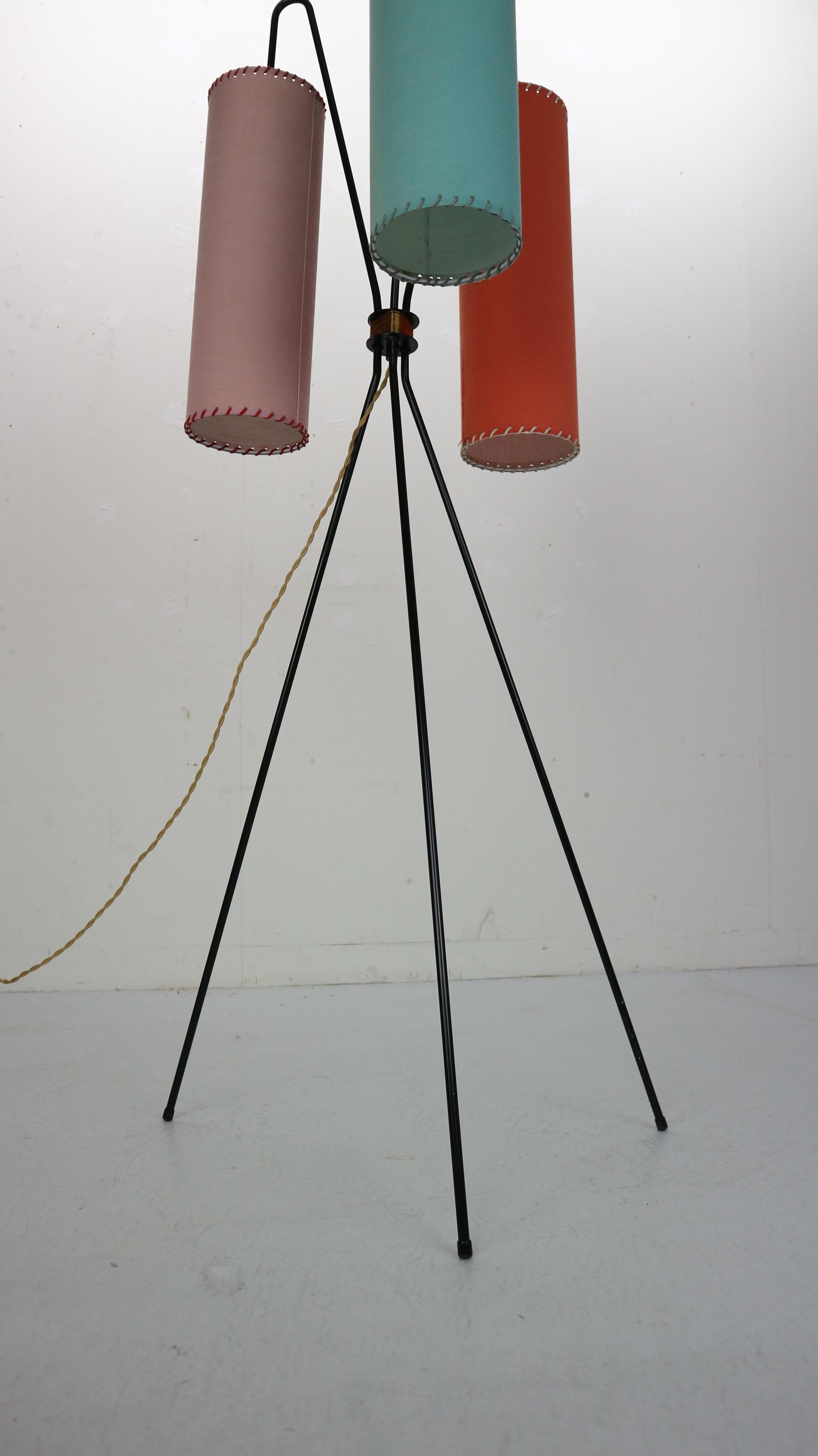 Metal Midcentury Tripod Floor Lamp, 1950s, France