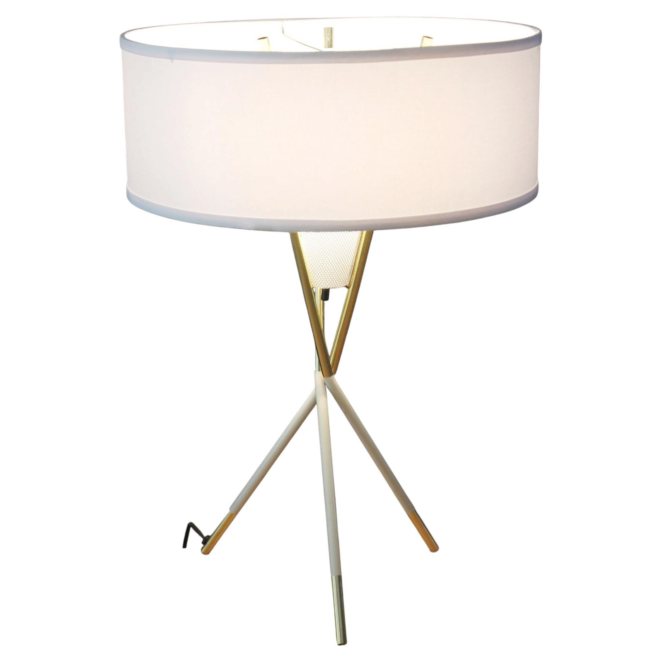 Mid Century Tripod Lamp! Gerald Thurston Lightolier Designer Atomic Decor For Sale