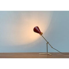 Mid-Century Modern Tripod Table Lamp with Adjustable Brass Arm
