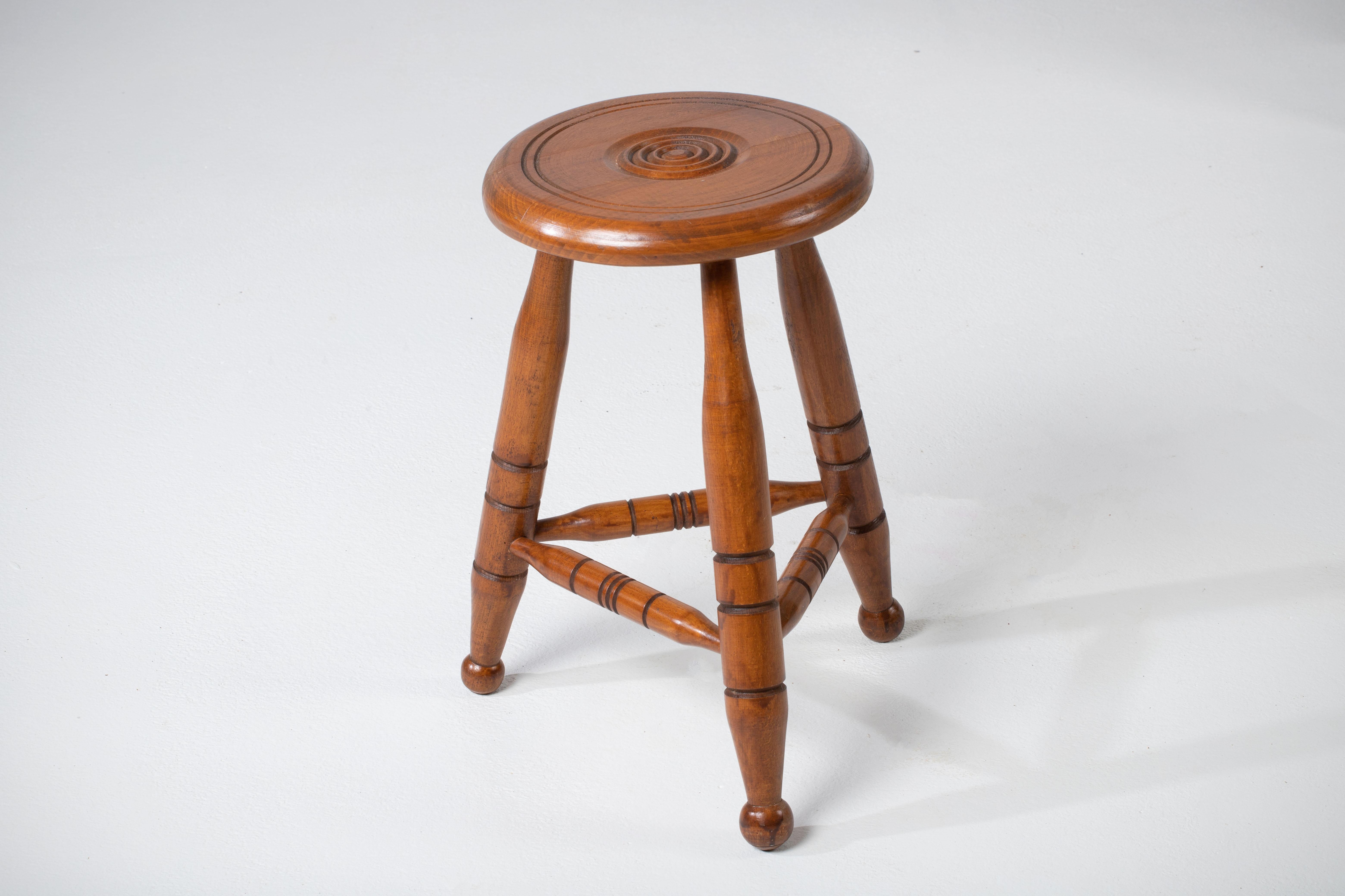 French Mid-Century Tripod Stool, France For Sale