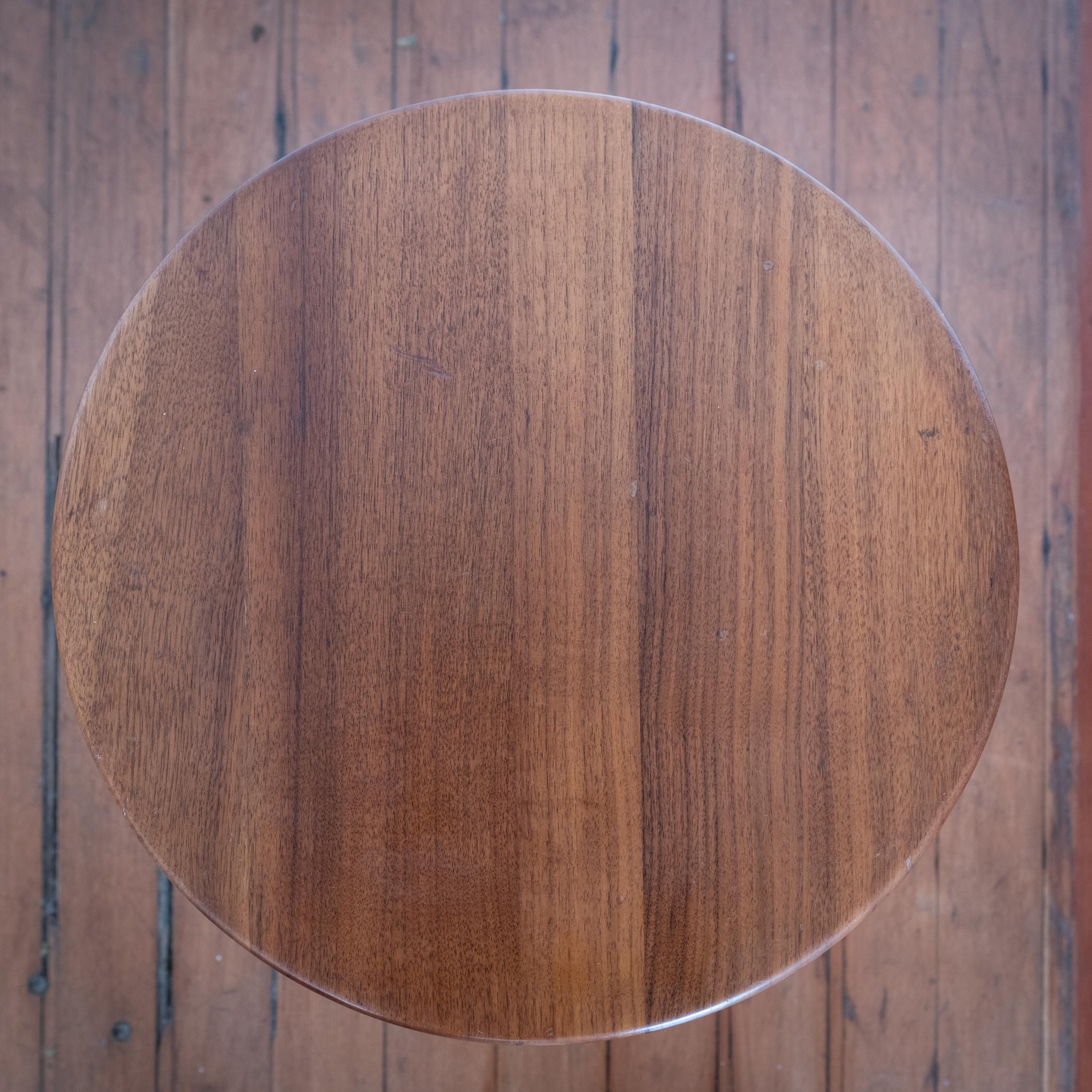 Walnut Mid Century Tripod Stool or Side Table by Kipp Stewart and Stewart MacDougall For Sale